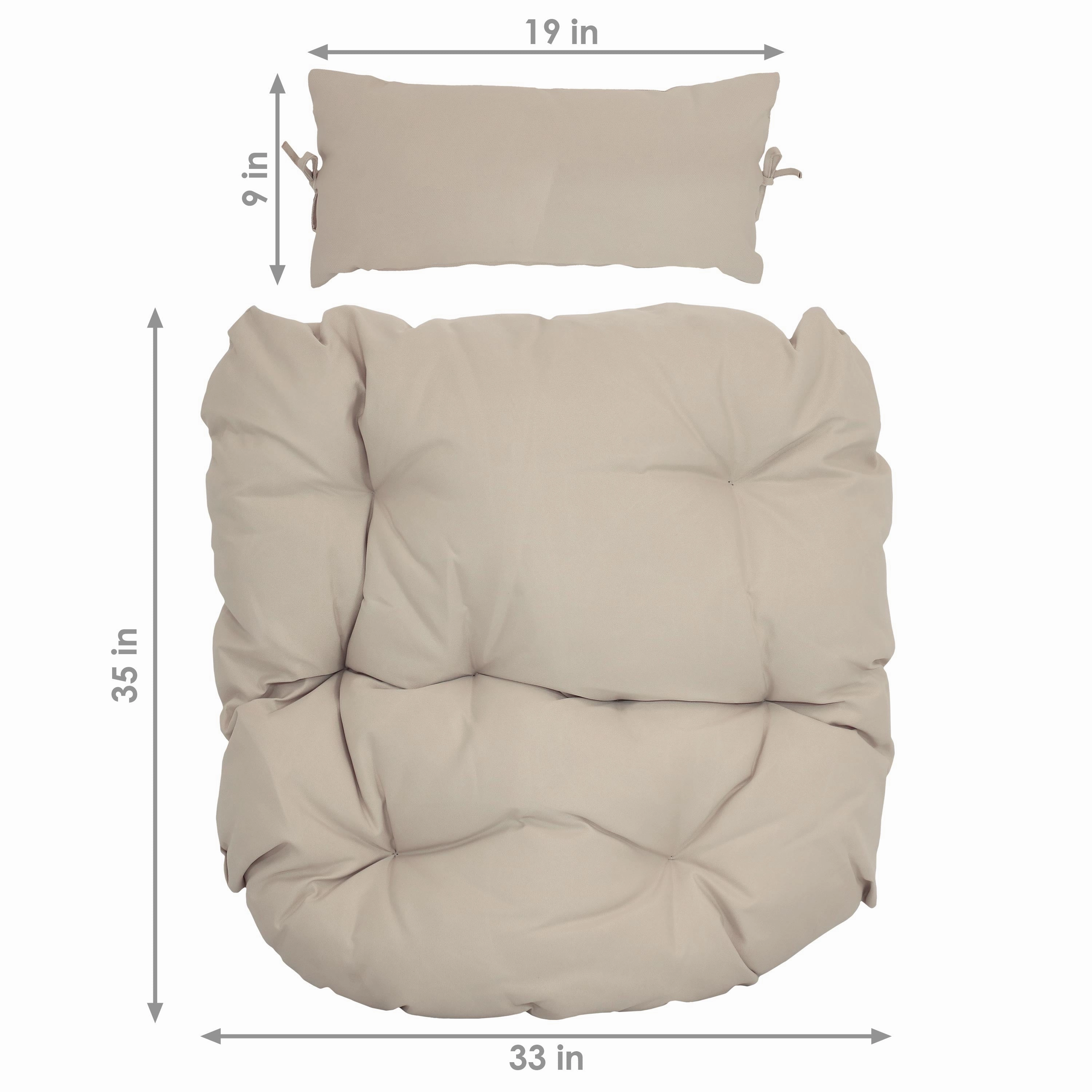 Sunnydaze Replacement Seat Cushion and Headrest Pillow for Cordelia Egg Chair