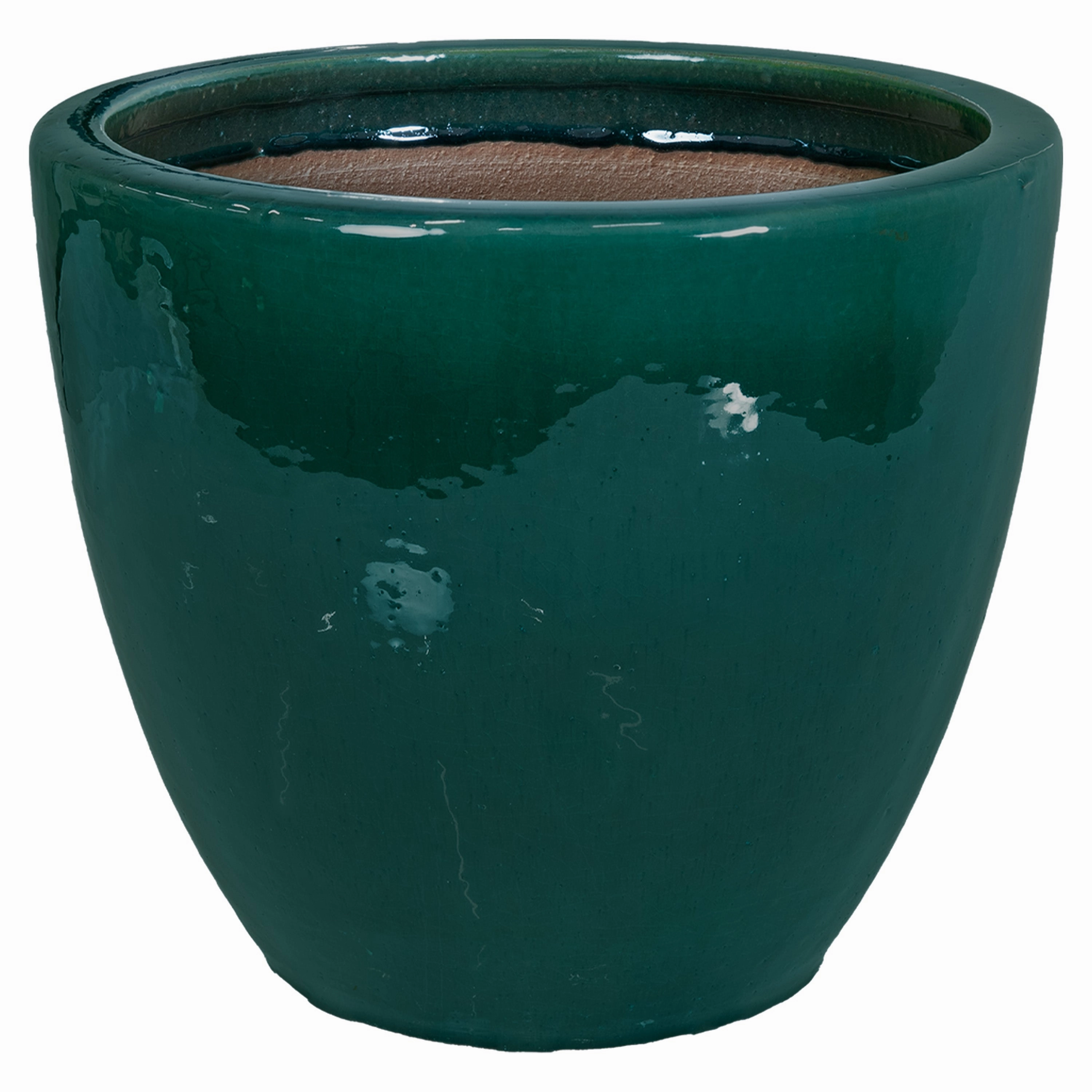 Sunnydaze Resort Round Glazed Ceramic Planter with Drainage