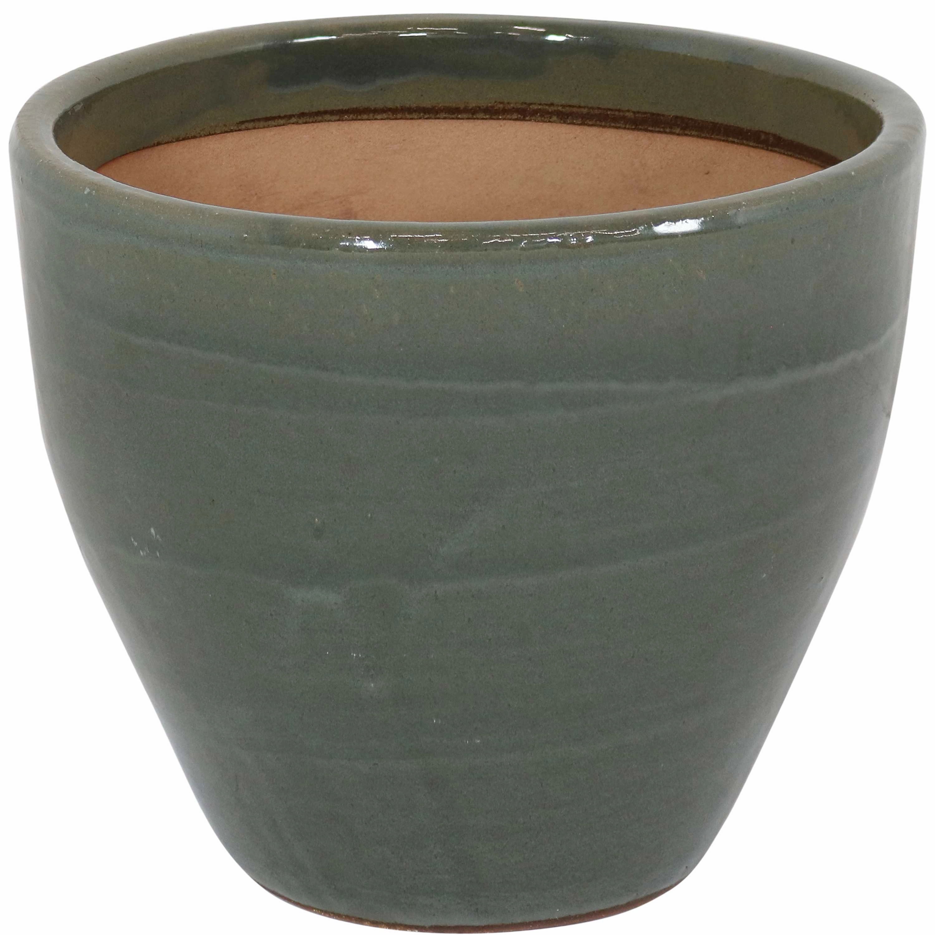 Sunnydaze Resort Round Glazed Ceramic Planter with Drainage