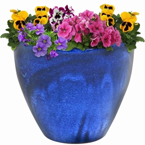 Sunnydaze Resort Round Glazed Ceramic Planter with Drainage decorative outdoor planter box designs