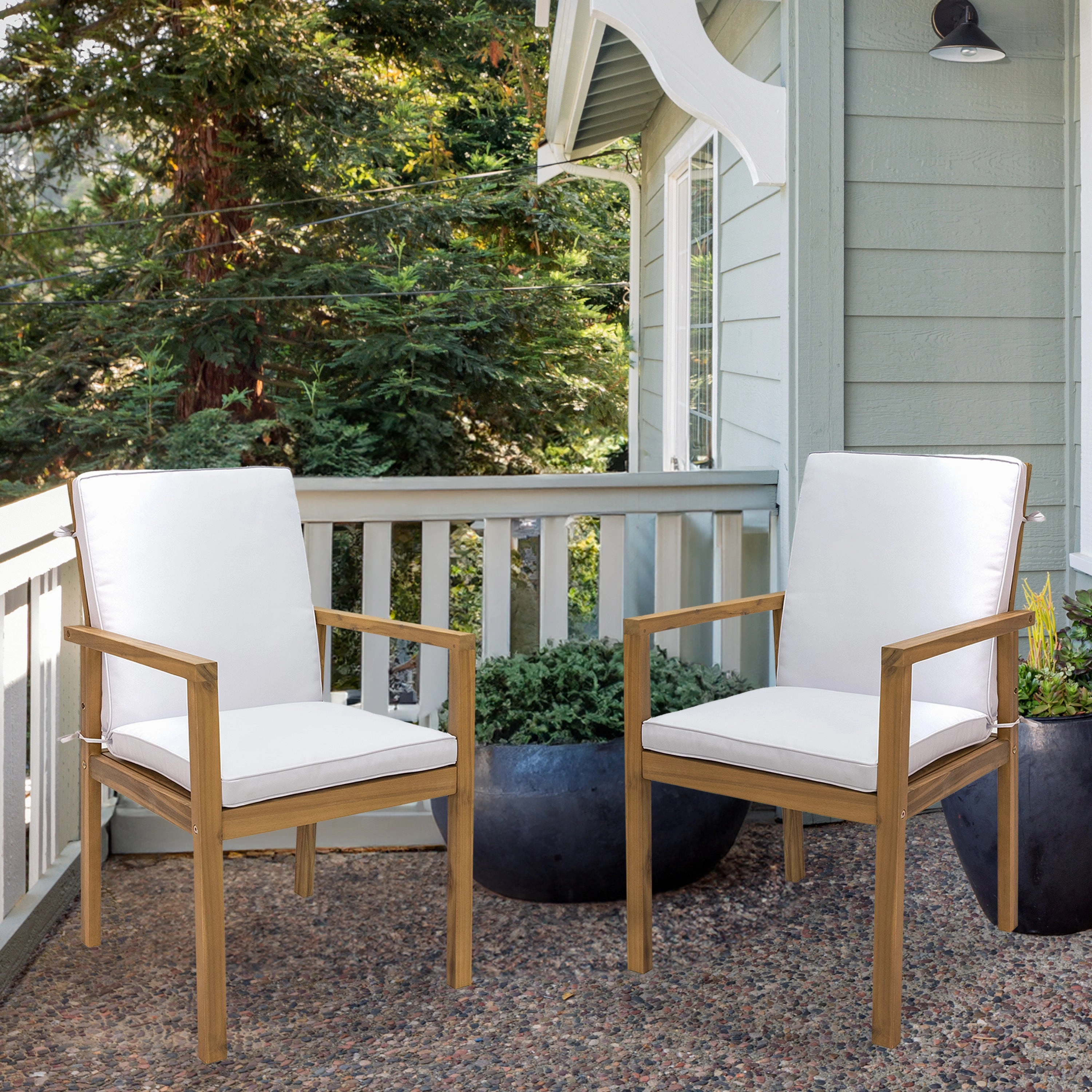 Sunnydaze Rodanthe Outdoor Patio Dining Chairs with Cushions - Set of 2