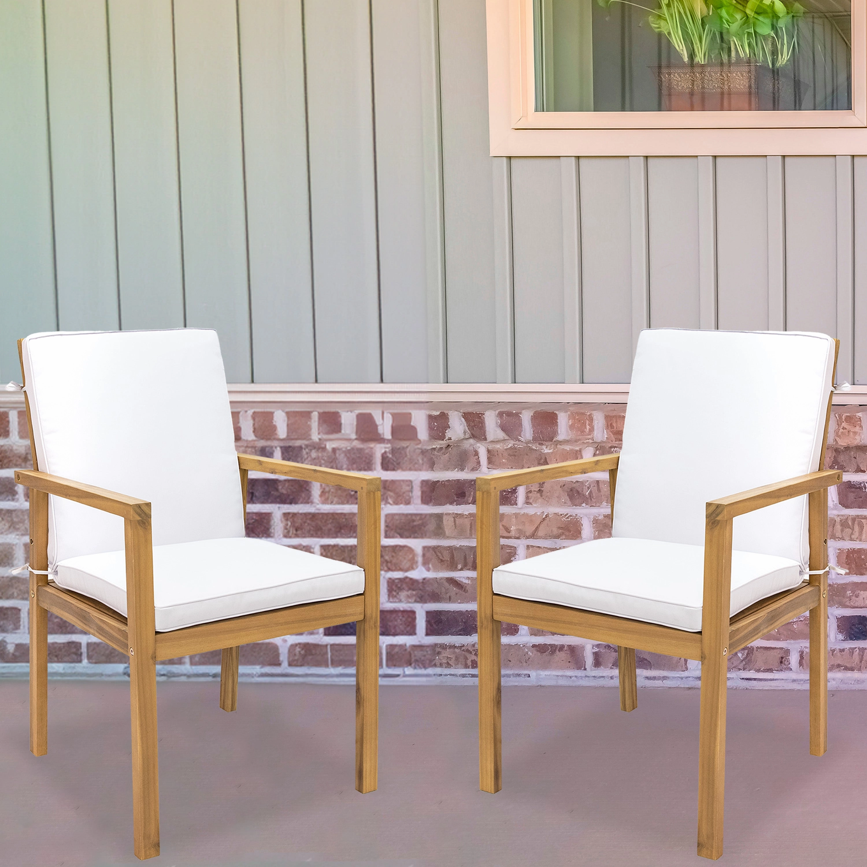 Sunnydaze Rodanthe Outdoor Patio Dining Chairs with Cushions - Set of 2