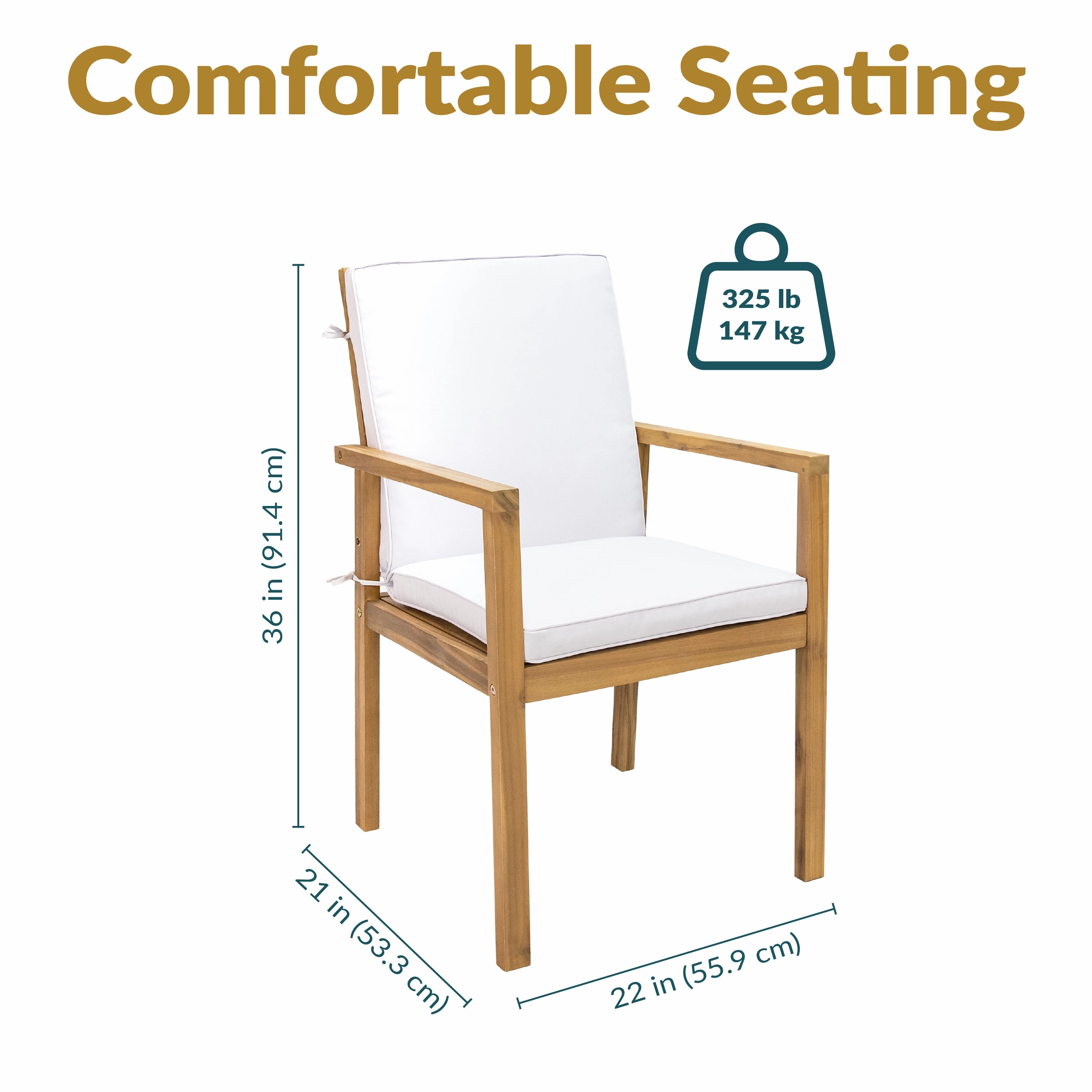 Sunnydaze Rodanthe Outdoor Patio Dining Chairs with Cushions - Set of 2
