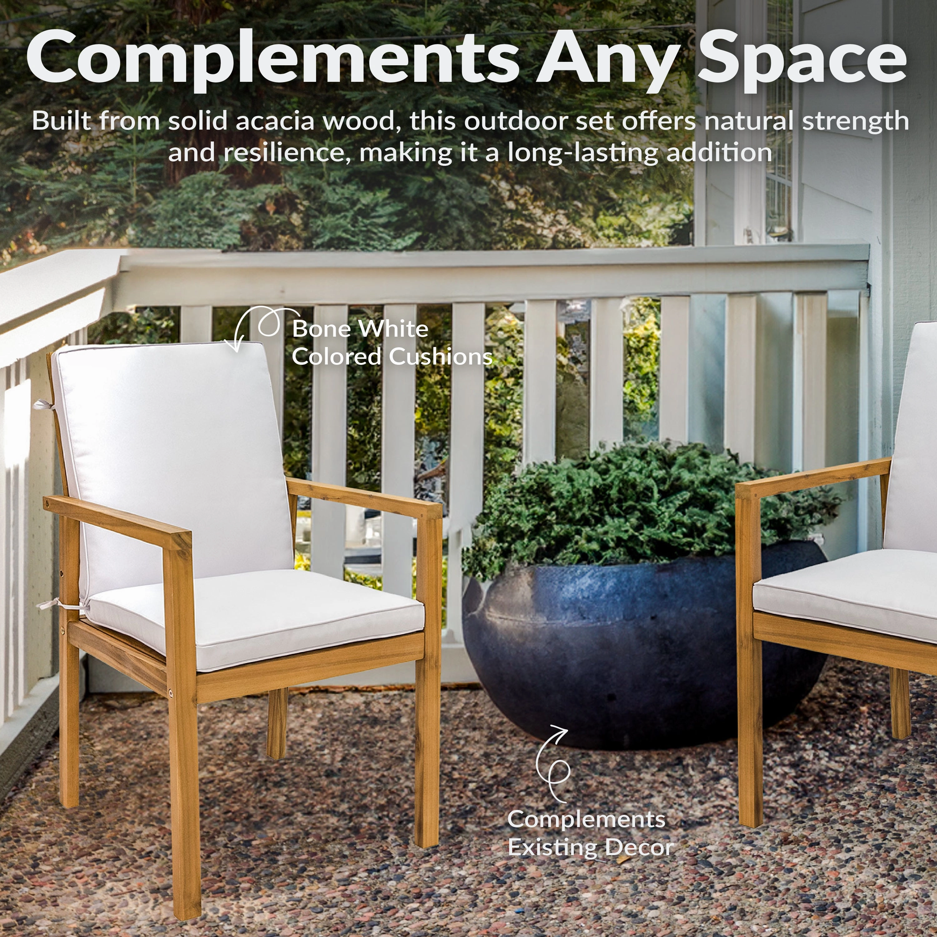 Sunnydaze Rodanthe Outdoor Patio Dining Chairs with Cushions - Set of 2