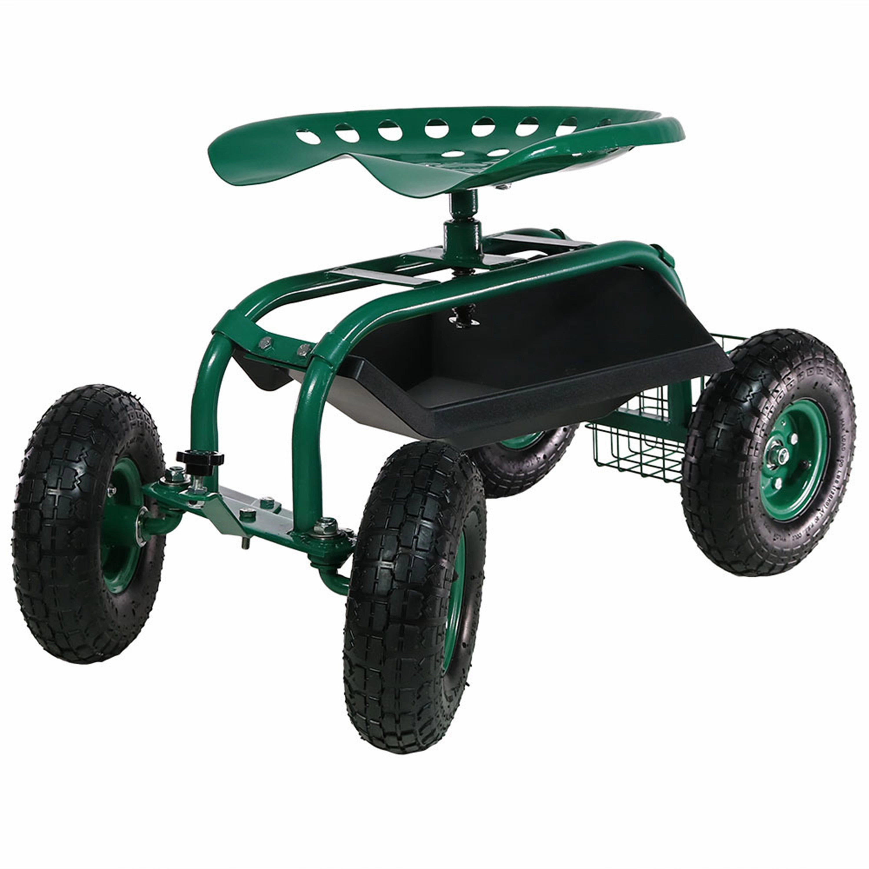 Sunnydaze Rolling Garden Cart with Work Seat and Steering Handle decorative outdoor planter box designs