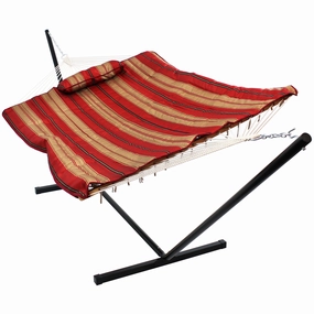 Sunnydaze Rope Hammock with 12' Steel Stand, Pad, and Pillow double size outdoor hammock for couples