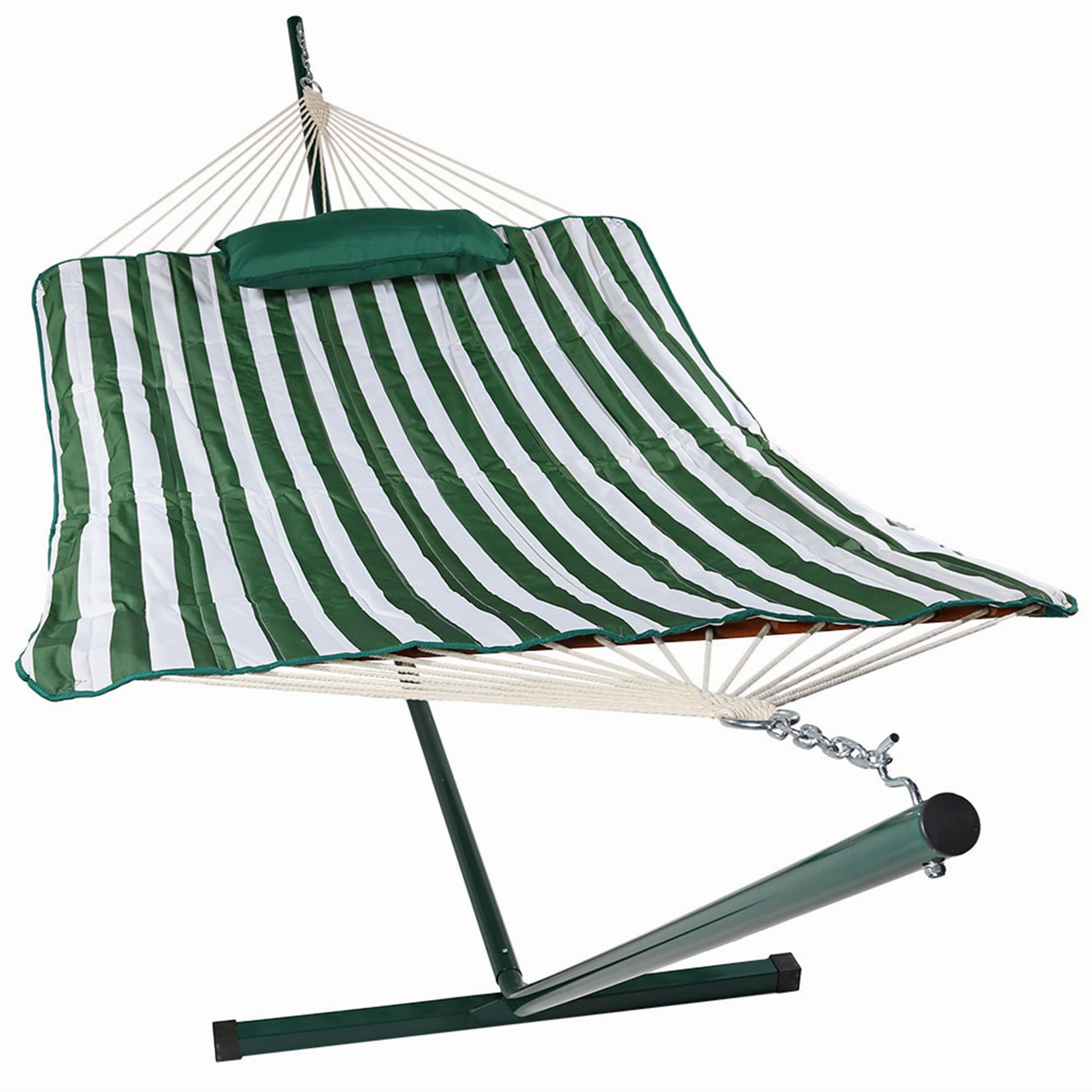 Sunnydaze Rope Hammock with 12' Steel Stand, Pad, and Pillow