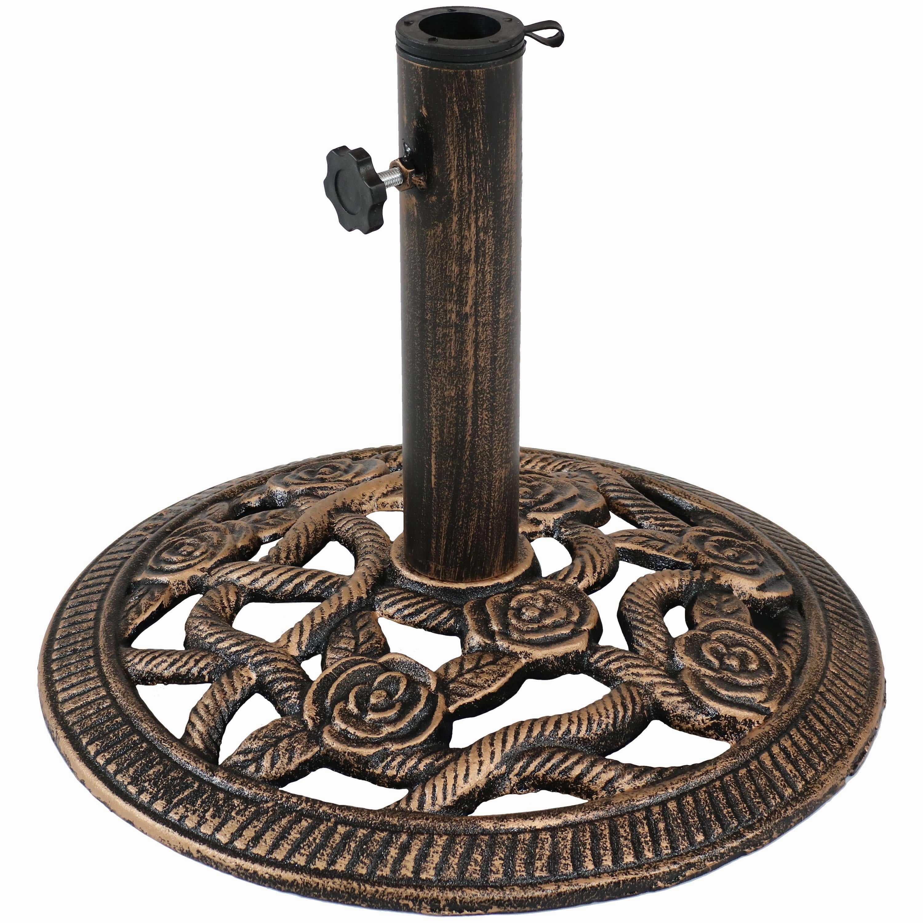 Sunnydaze Rose Blossom Cast Iron Patio Umbrella Base - 16" Diameteroutdoor patio furniture set