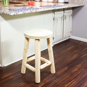 Sunnydaze Round Backless Wooden Bar Stool - 24" Houtdoor patio furniture set