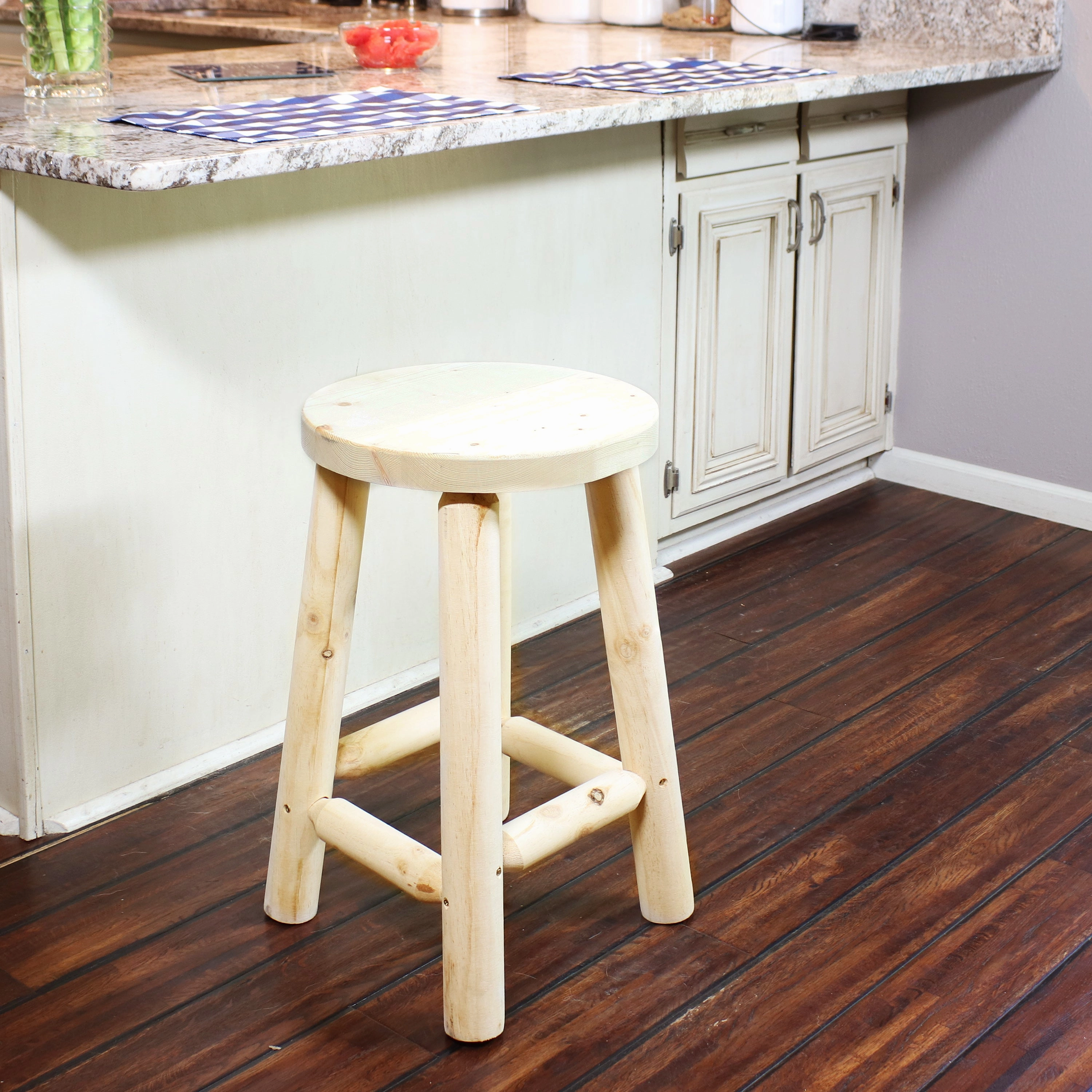Sunnydaze Round Backless Wooden Bar Stool - 24" Houtdoor patio furniture set