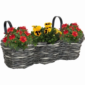 Sunnydaze Round Polyrattan 3-Section Over-the-Rail Planter decorative outdoor planter box designs