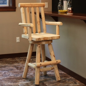 Sunnydaze Rustic Outdoor Barstool - Log Cabin Style Bar Height Stool - 4'outdoor patio furniture set