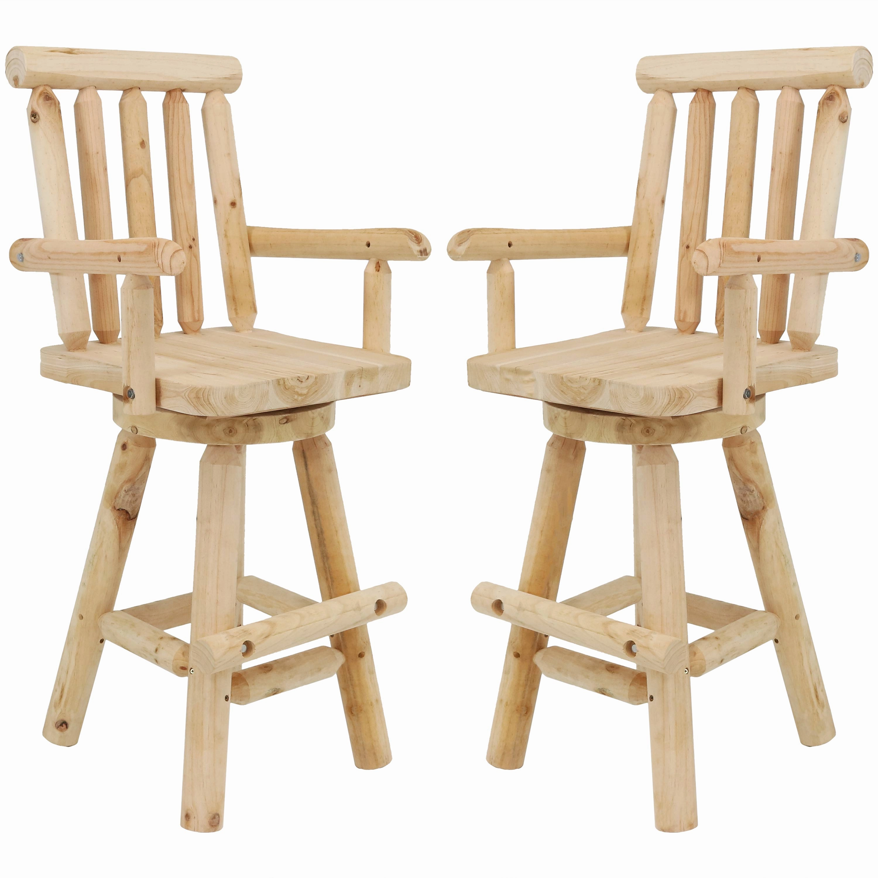 Sunnydaze Rustic Outdoor Barstool - Log Cabin Style Bar Height Stool - 4'