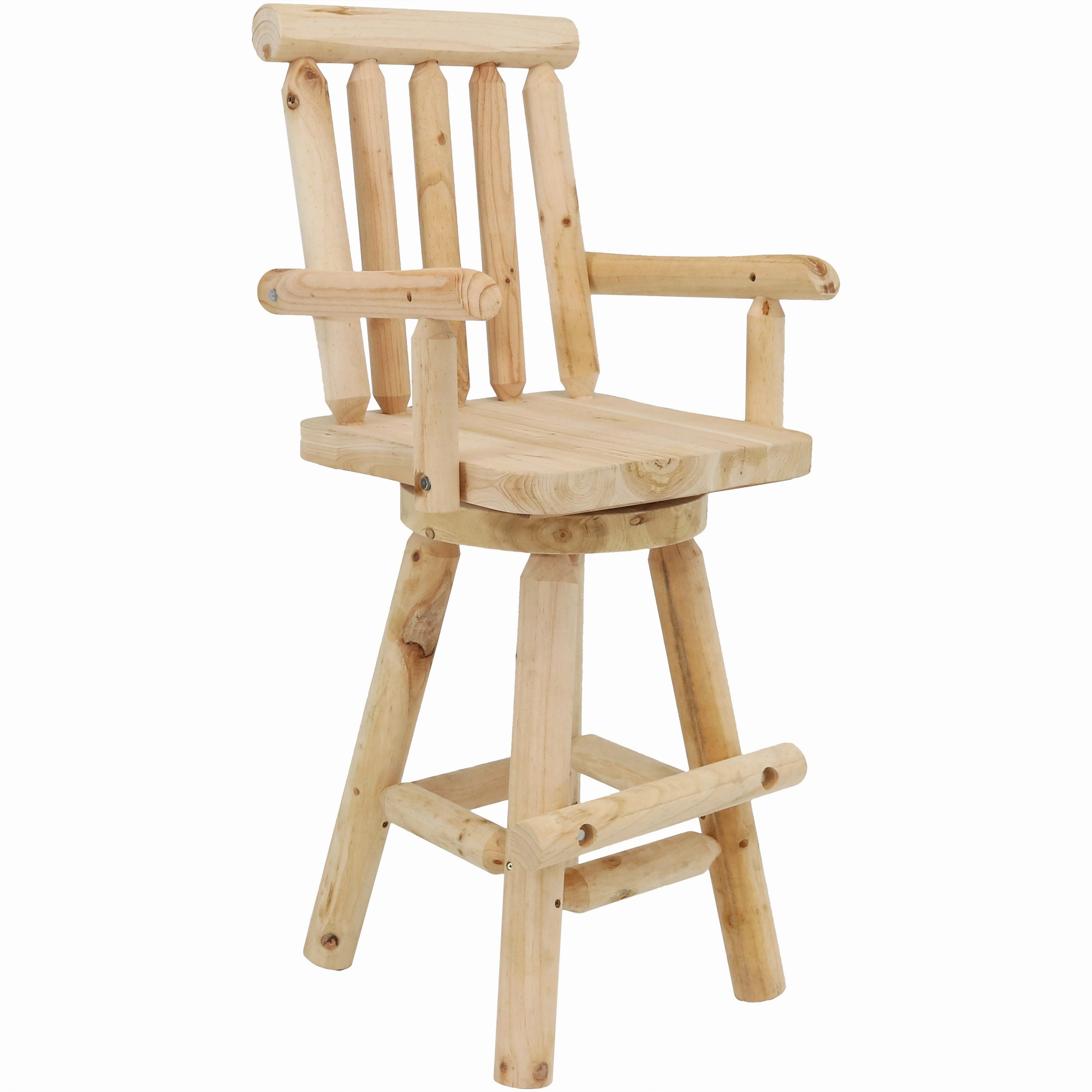 Sunnydaze Rustic Outdoor Barstool - Log Cabin Style Bar Height Stool - 4'