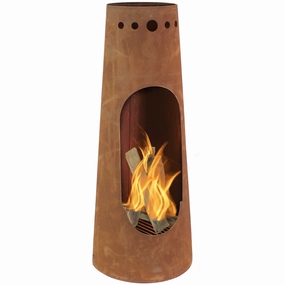 Sunnydaze Santa Fe Steel Chiminea with Rustic Finish - 50"portable outdoor fire pit with lid