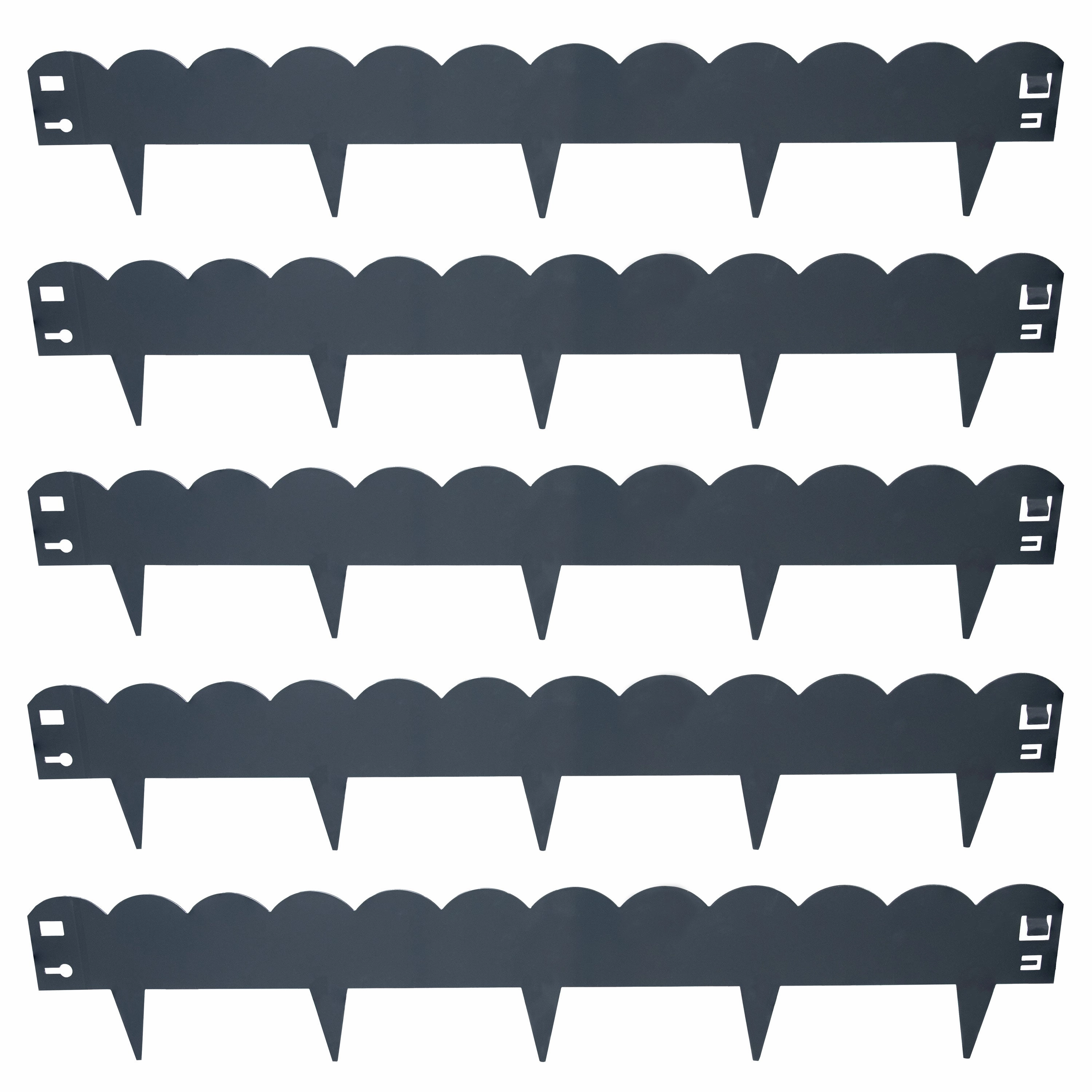 Sunnydaze Scalloped Metal Landscape Edging - Set of 5 - 41.75" Sections