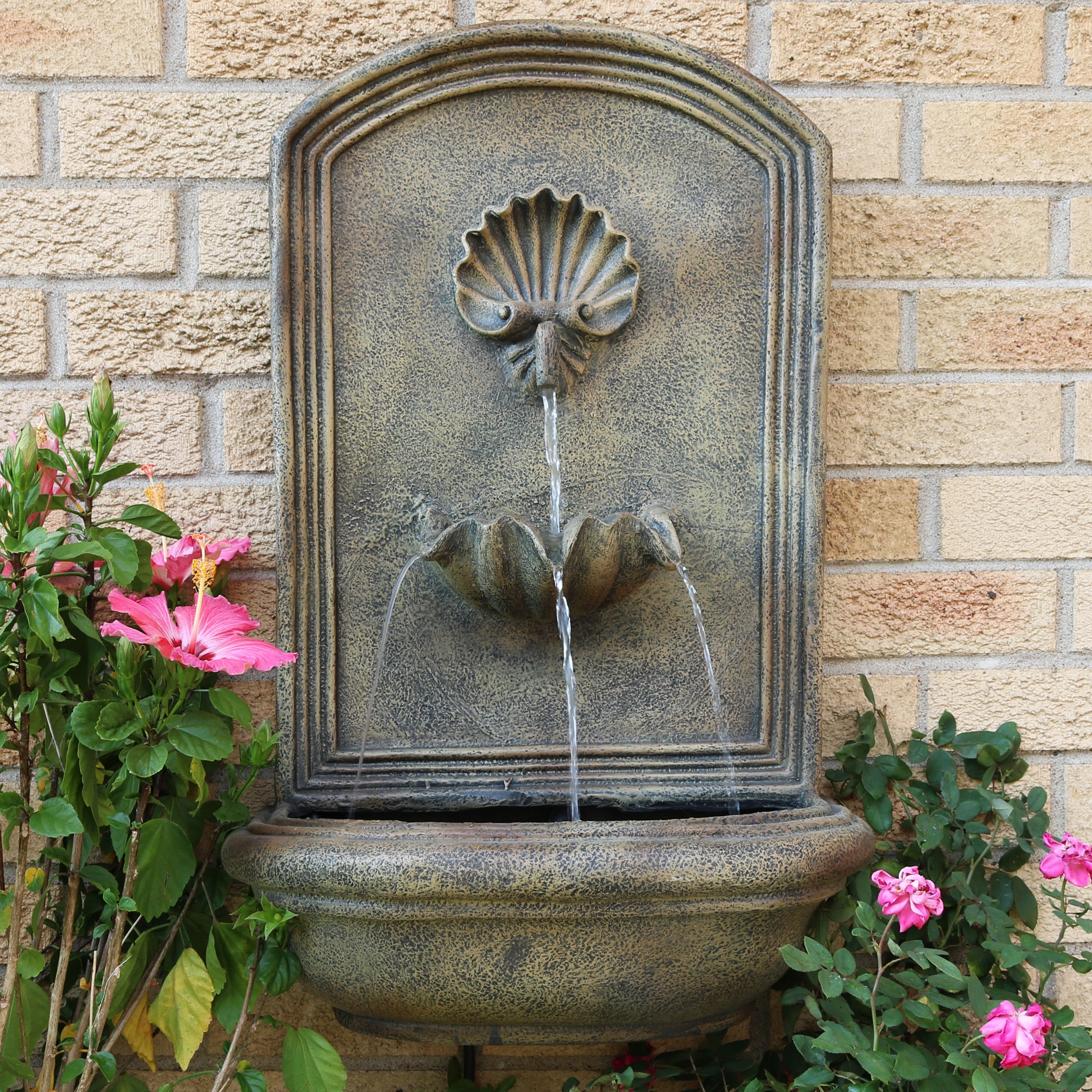 Sunnydaze Seaside Outdoor Wall Fountain with Electric Pump - 27" H