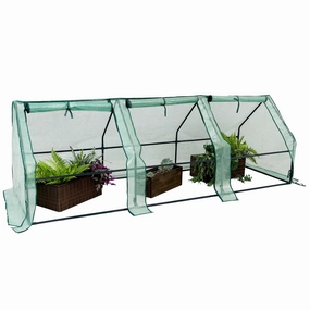 Sunnydaze Seedling Mini Cloche Greenhouse with Zippered Doors - Green decorative outdoor planter box designs