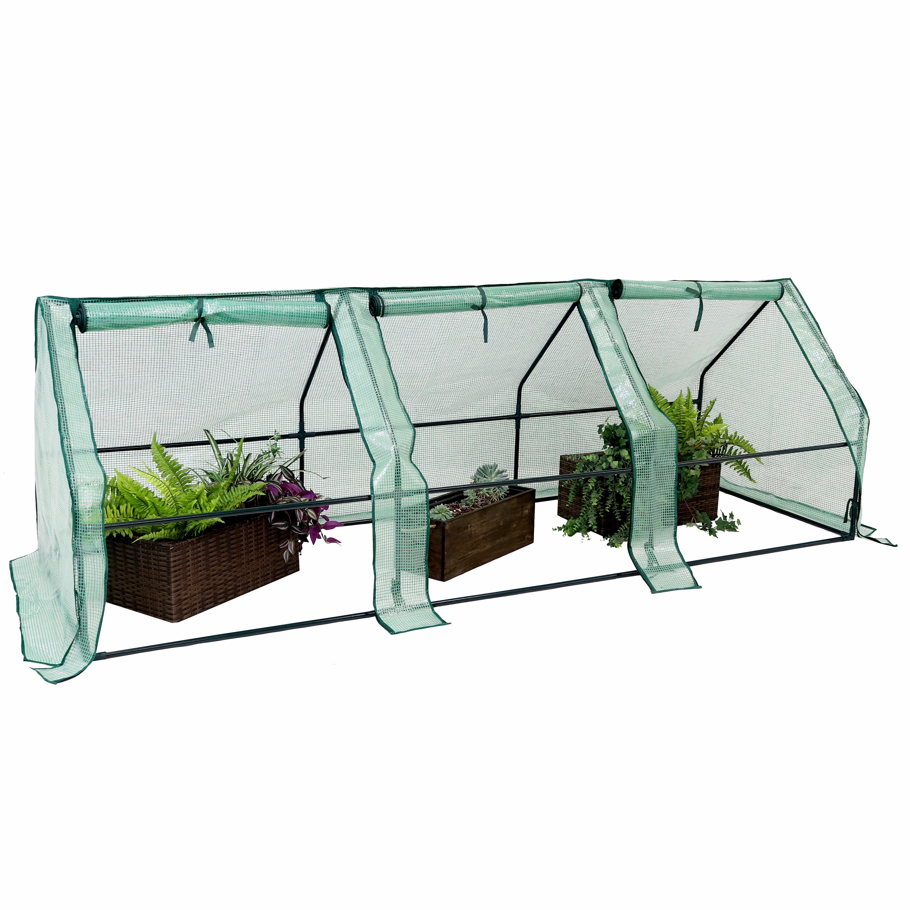 Sunnydaze Seedling Mini Cloche Greenhouse with Zippered Doors - Green decorative outdoor planter box designs