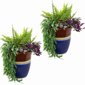Sunnydaze Set of 2 Captivating Vista Ceramic Planters - 11" decorative outdoor planter box designs