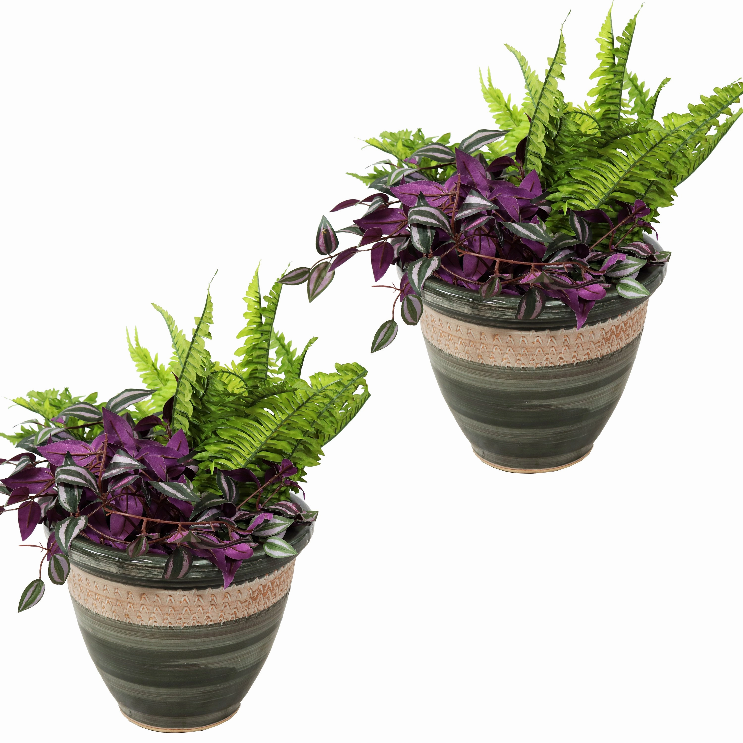 Sunnydaze Set of 2 Indoor/Outdoor Purlieu Ceramic Planters - 12"