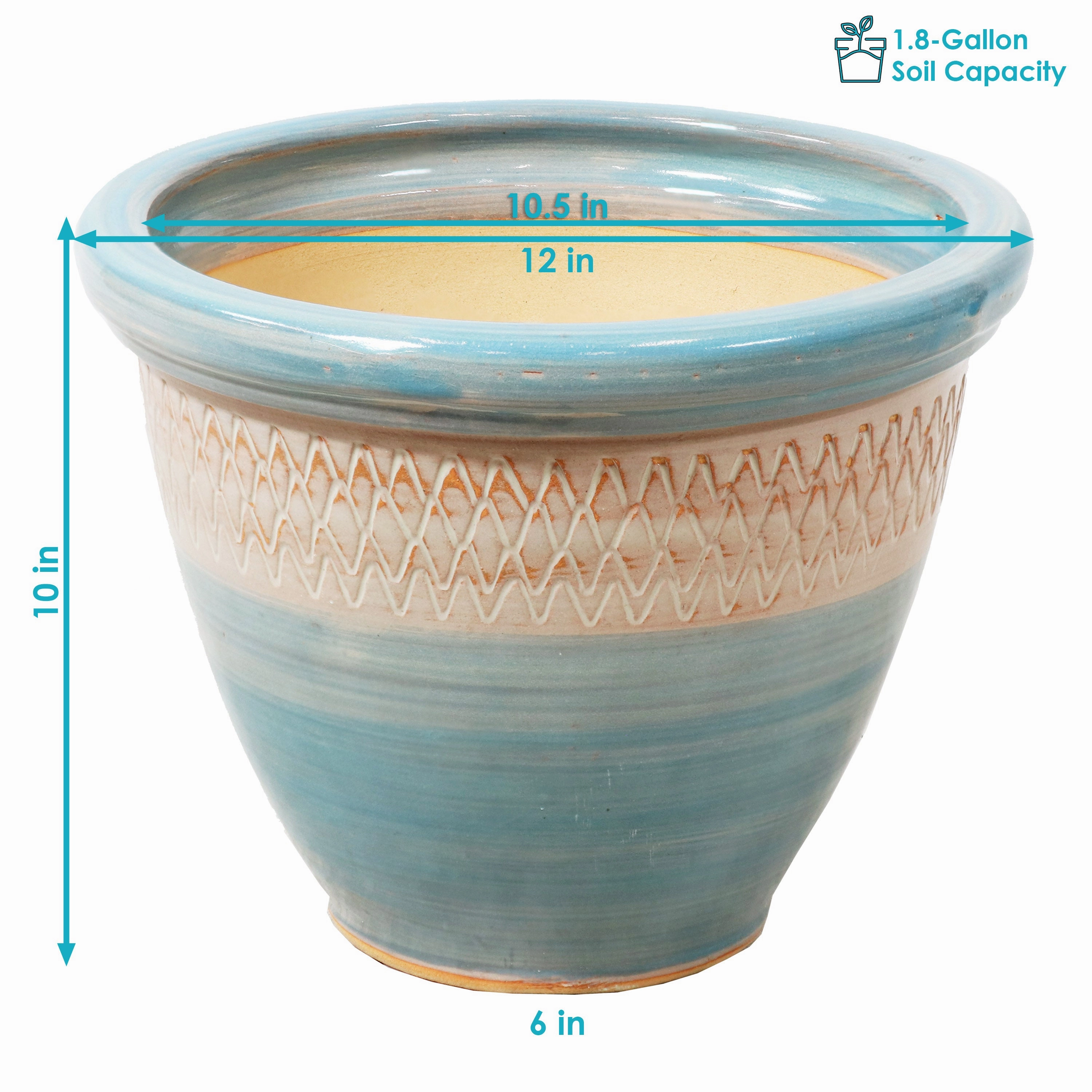 Sunnydaze Set of 2 Indoor/Outdoor Purlieu Ceramic Planters - 12"