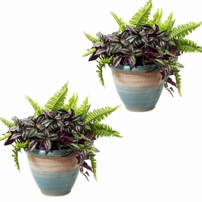 Sunnydaze Set of 2 Indoor/Outdoor Purlieu Ceramic Planters - 12" decorative outdoor planter box designs