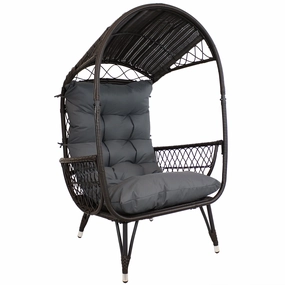 Sunnydaze Shaded Comfort Wicker Outdoor Egg Chair with Legs - 56.5" Hegg swing chair for outdoor use