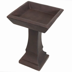 Sunnydaze Simply Square Modern Reinforced Concrete Bird Bath - 23"outdoor garden decorative ornaments