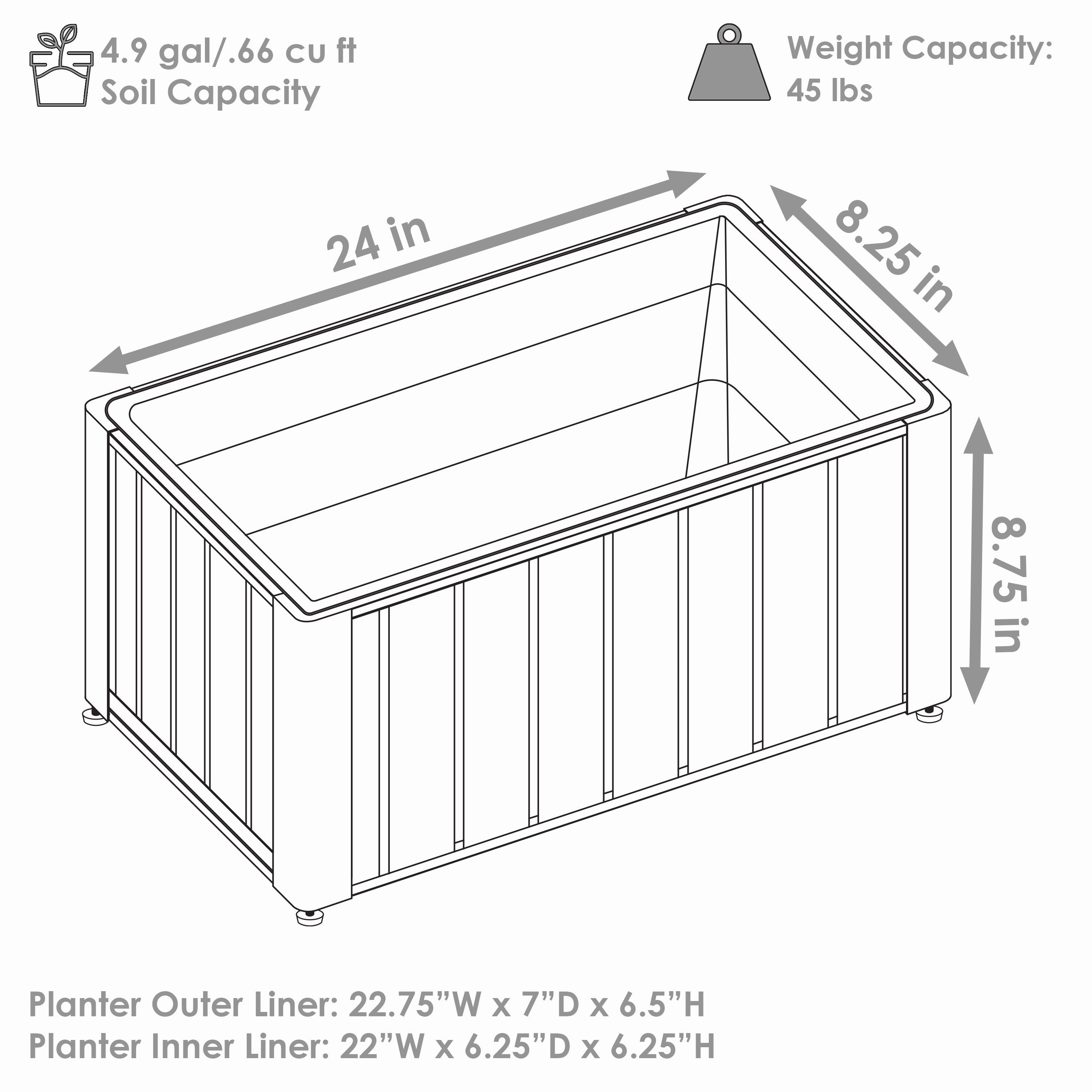 Sunnydaze Slatted Wood Planter Box with Removable Insert - 14.75 H