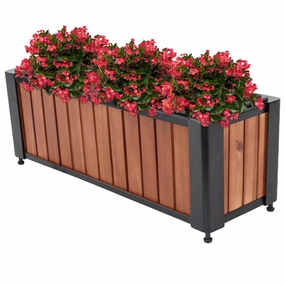 Sunnydaze Slatted Wood Planter Box with Removable Insert - 14.75 H decorative outdoor planter box designs