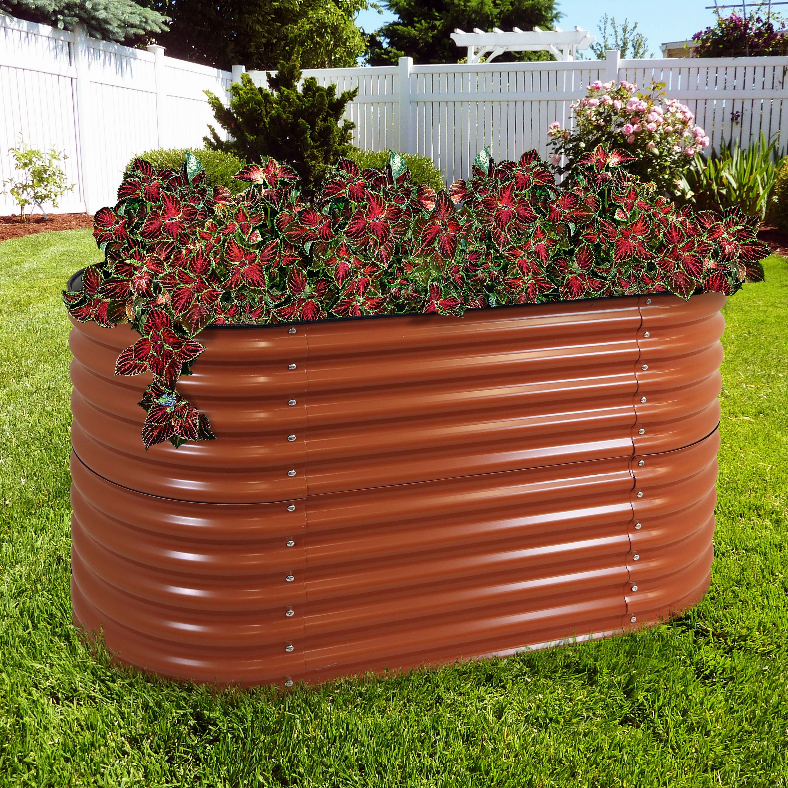 Sunnydaze Stackable Galvalume Steel Raised Garden Bed - 62.5" Oval