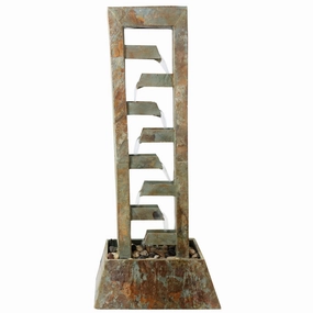 Sunnydaze Stacked Freestanding Slate Floor Fountain - 49" Houtdoor garden water fountain