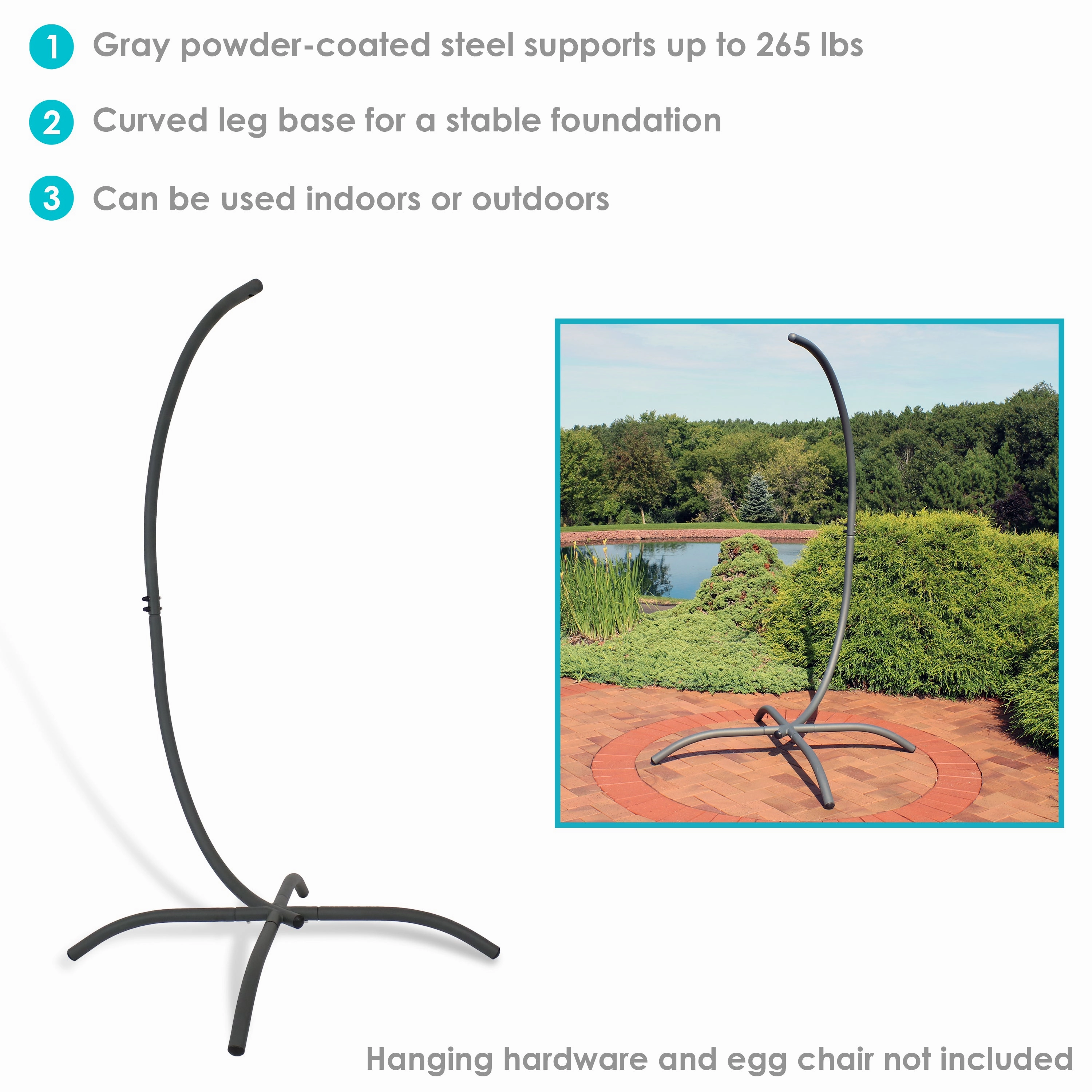 Sunnydaze Steel Egg Chair Stand with Curved Leg Base - 78"