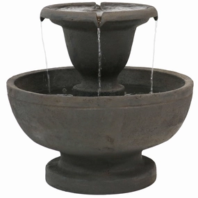 Sunnydaze Streaming Falls 2-Tier Outdoor Water Fountain - 25-Inch - Brownoutdoor garden water fountain
