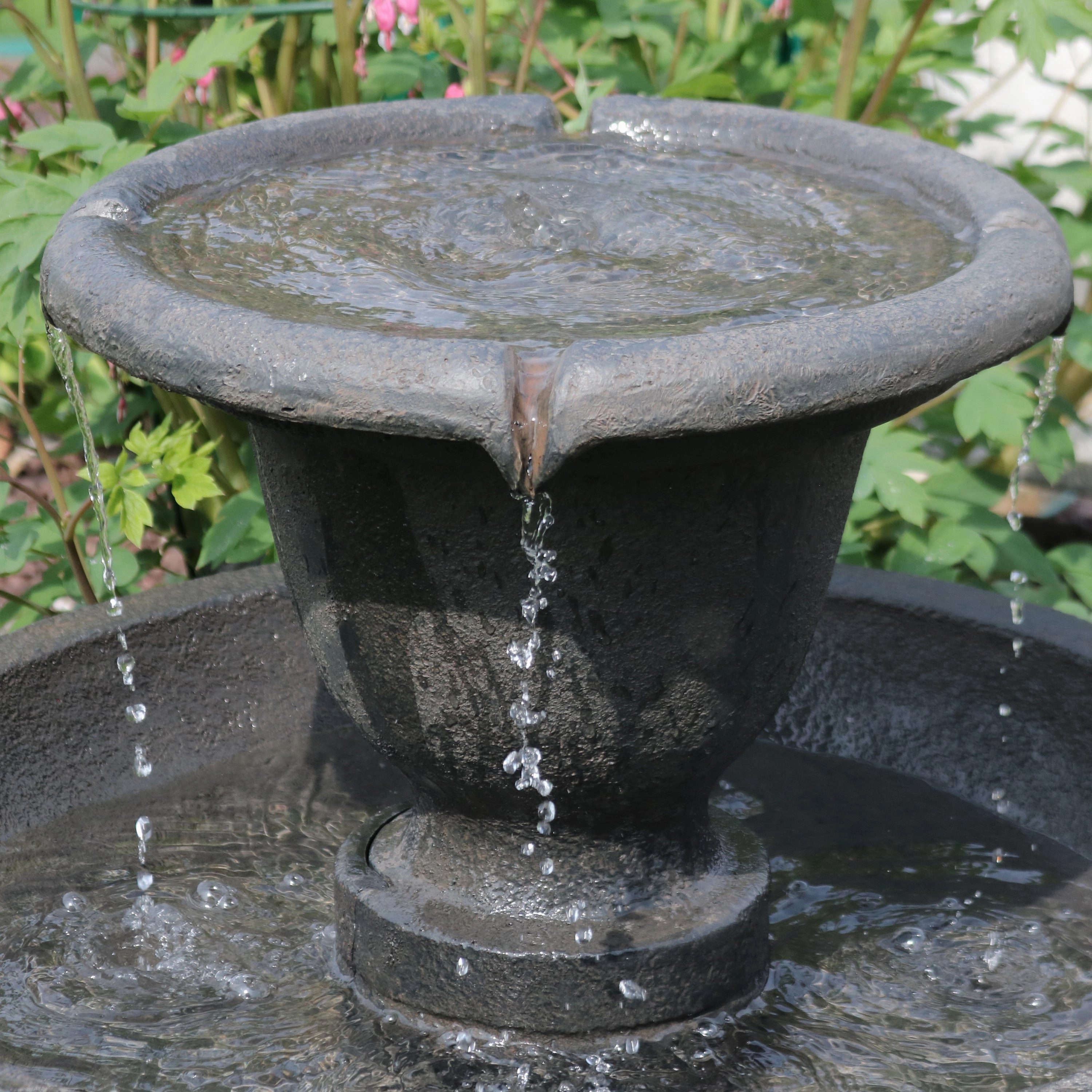 Sunnydaze Streaming Falls 2-Tier Outdoor Water Fountain - 25-Inch - Brown