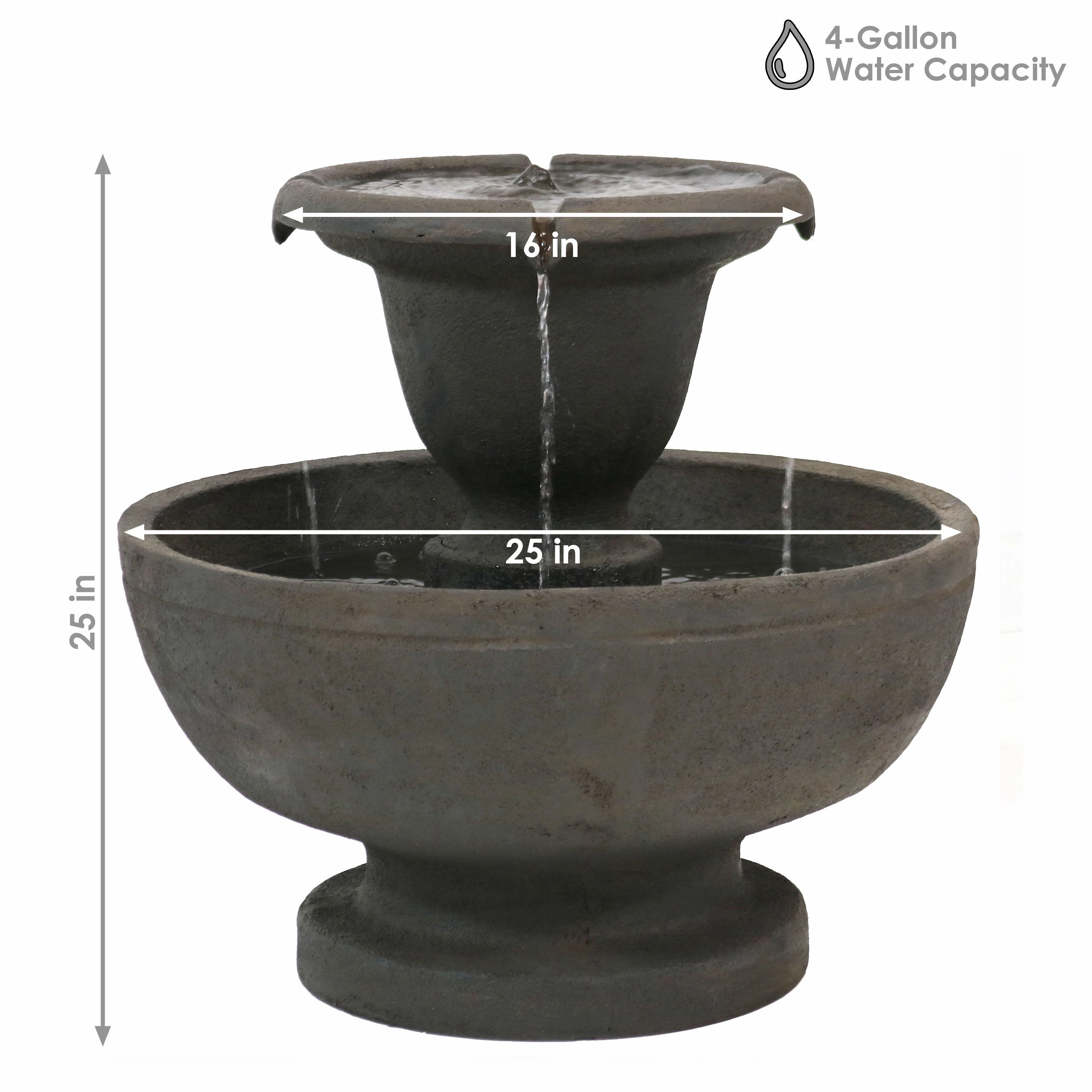 Sunnydaze Streaming Falls 2-Tier Outdoor Water Fountain - 25-Inch - Brown