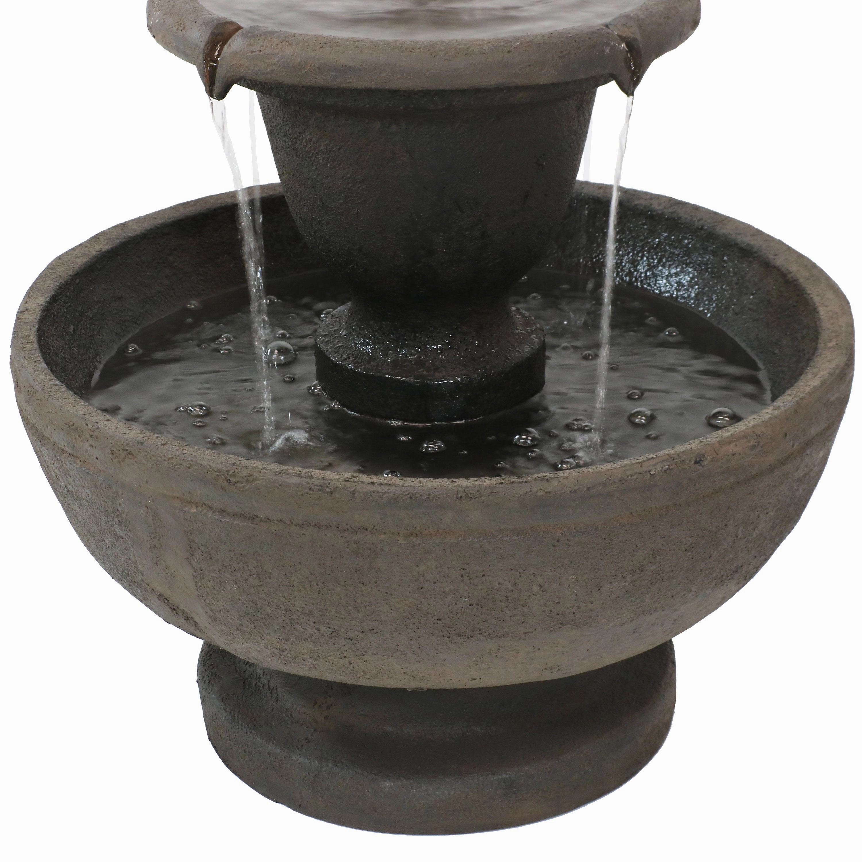 Sunnydaze Streaming Falls 2-Tier Outdoor Water Fountain - 25-Inch - Brown
