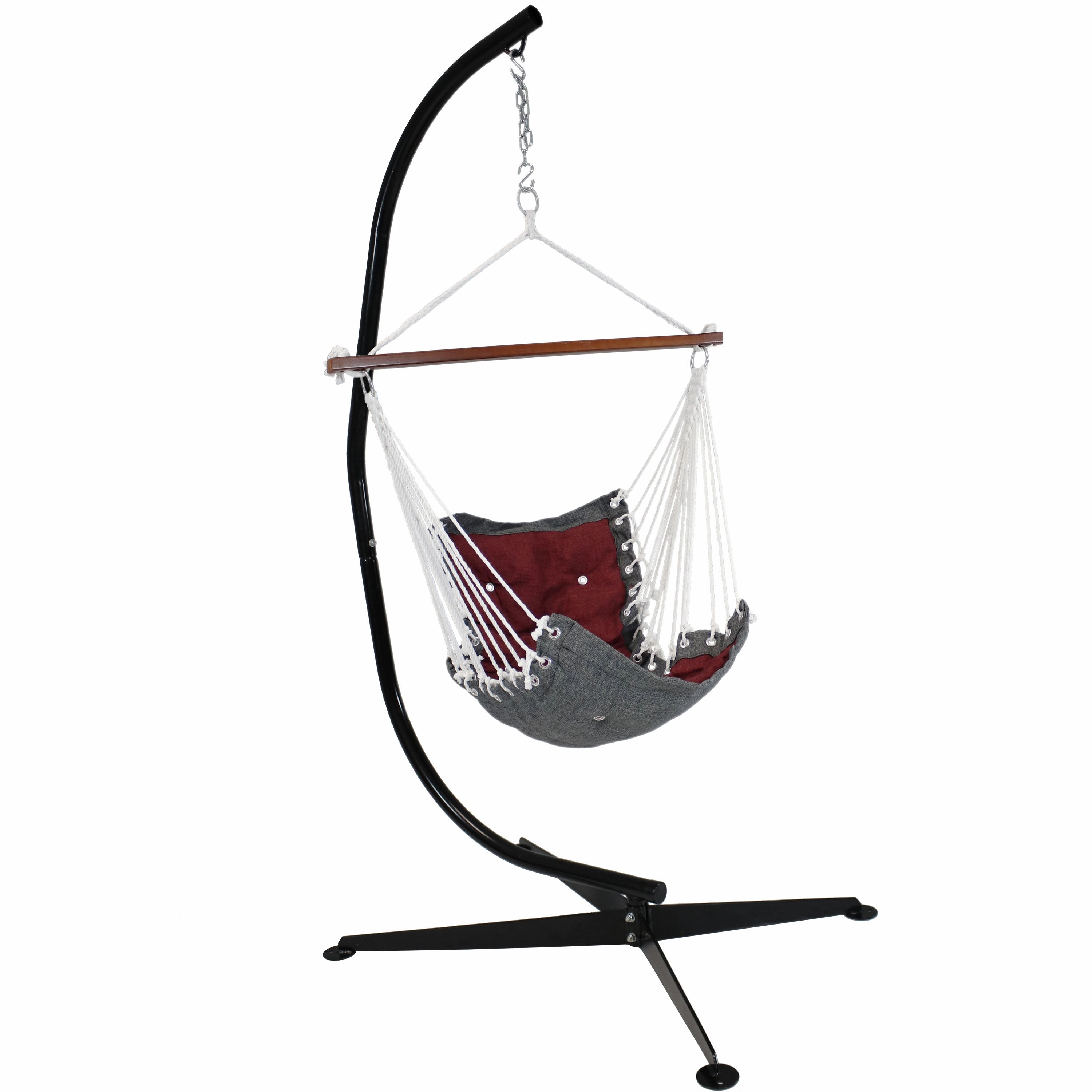 Sunnydaze Tufted Victorian Outdoor Hammock Chair Swing and C-Stand Set