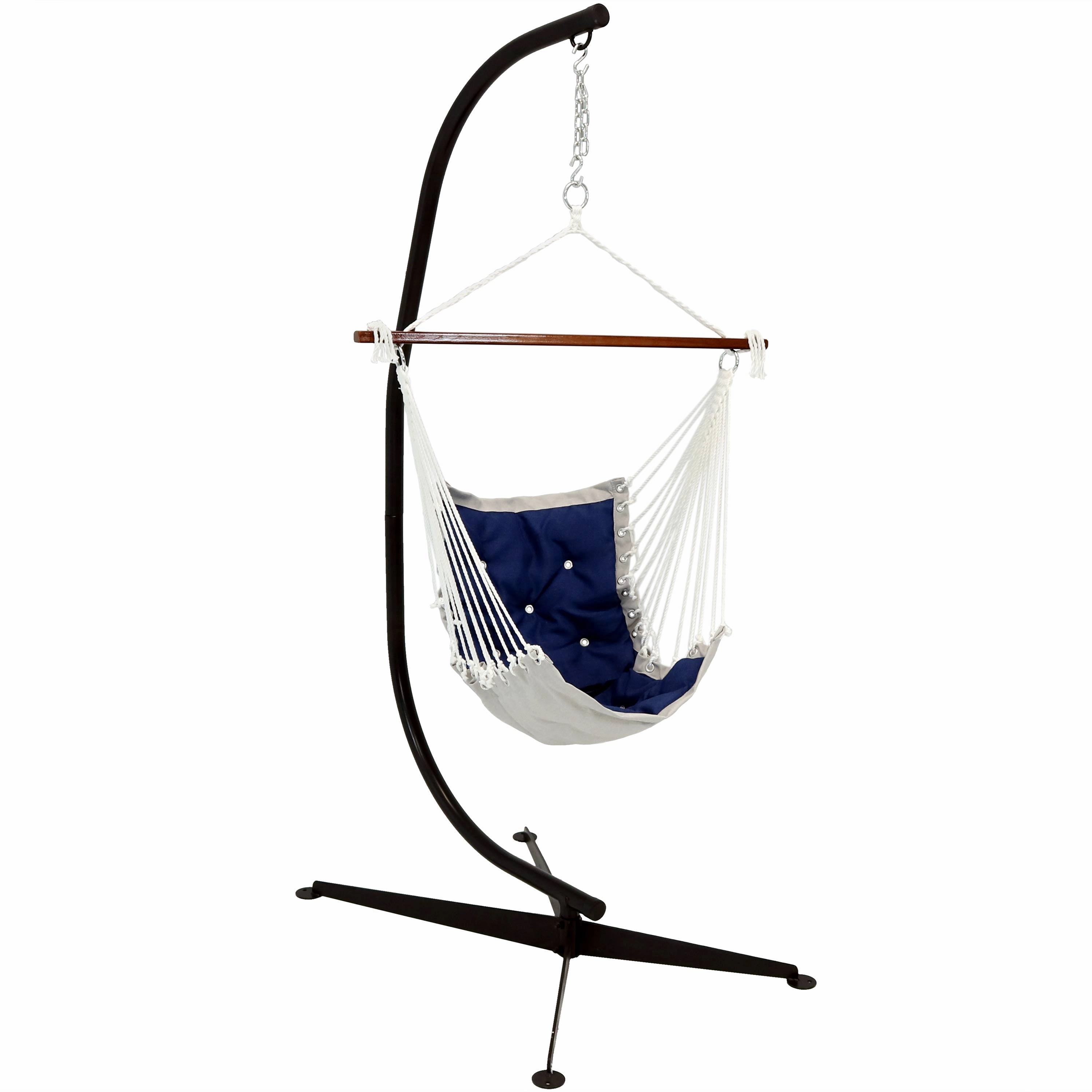 Sunnydaze Tufted Victorian Outdoor Hammock Chair Swing and C-Stand Set