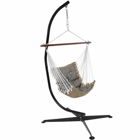 Sunnydaze Tufted Victorian Outdoor Hammock Chair Swing and C-Stand Set double size outdoor hammock for couples