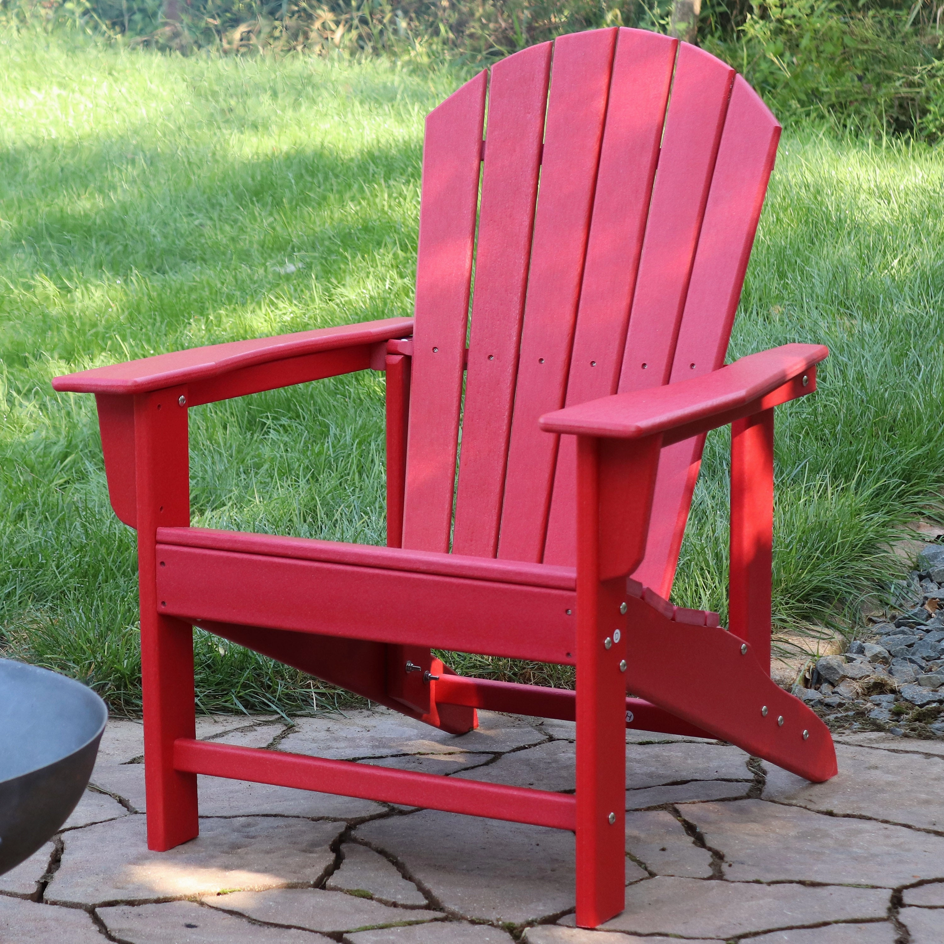 Sunnydaze Upright, All-Weather Adirondack Chair - 300-Pound Capacity - 38.25 H