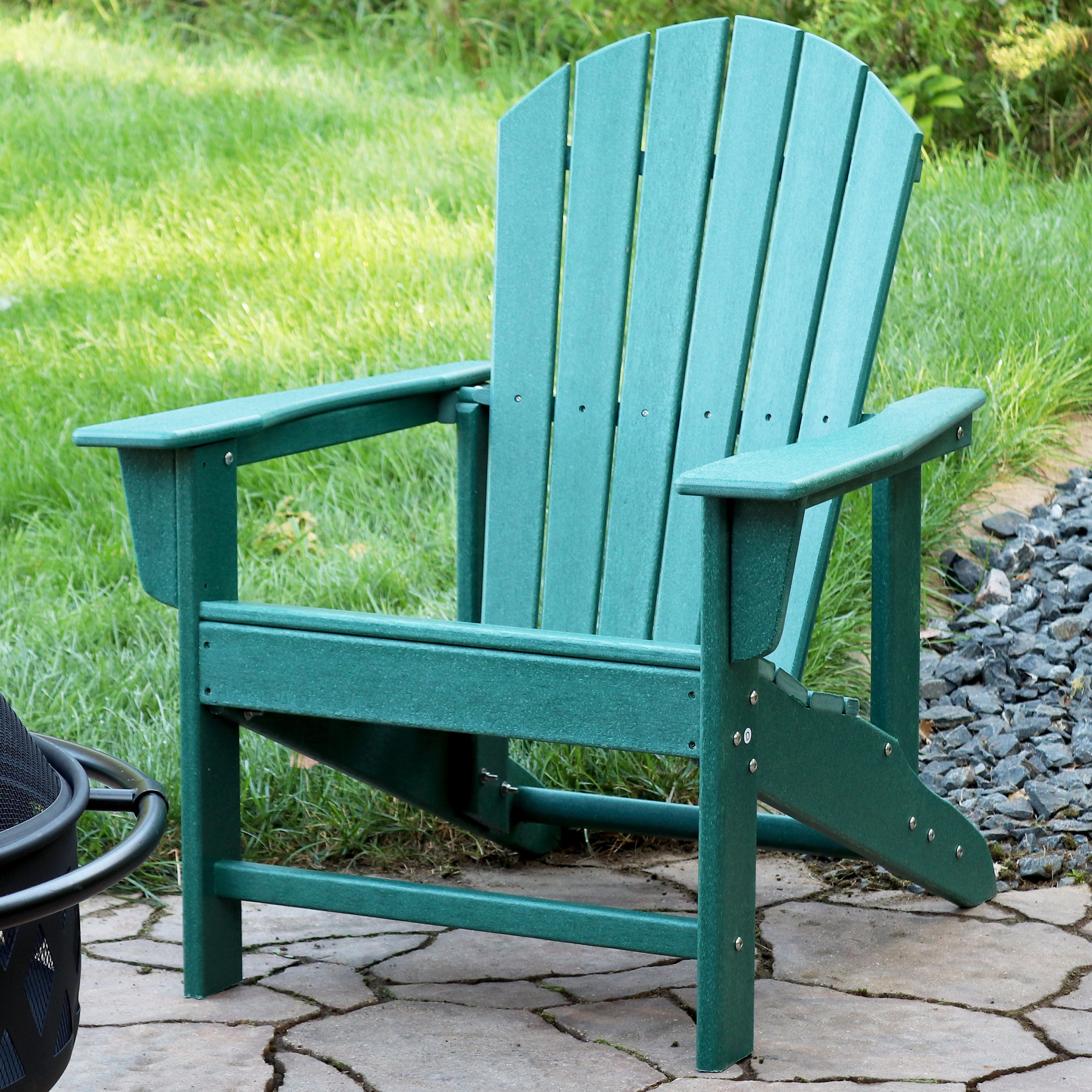 Sunnydaze Upright, All-Weather Adirondack Chair - 300-Pound Capacity - 38.25 H