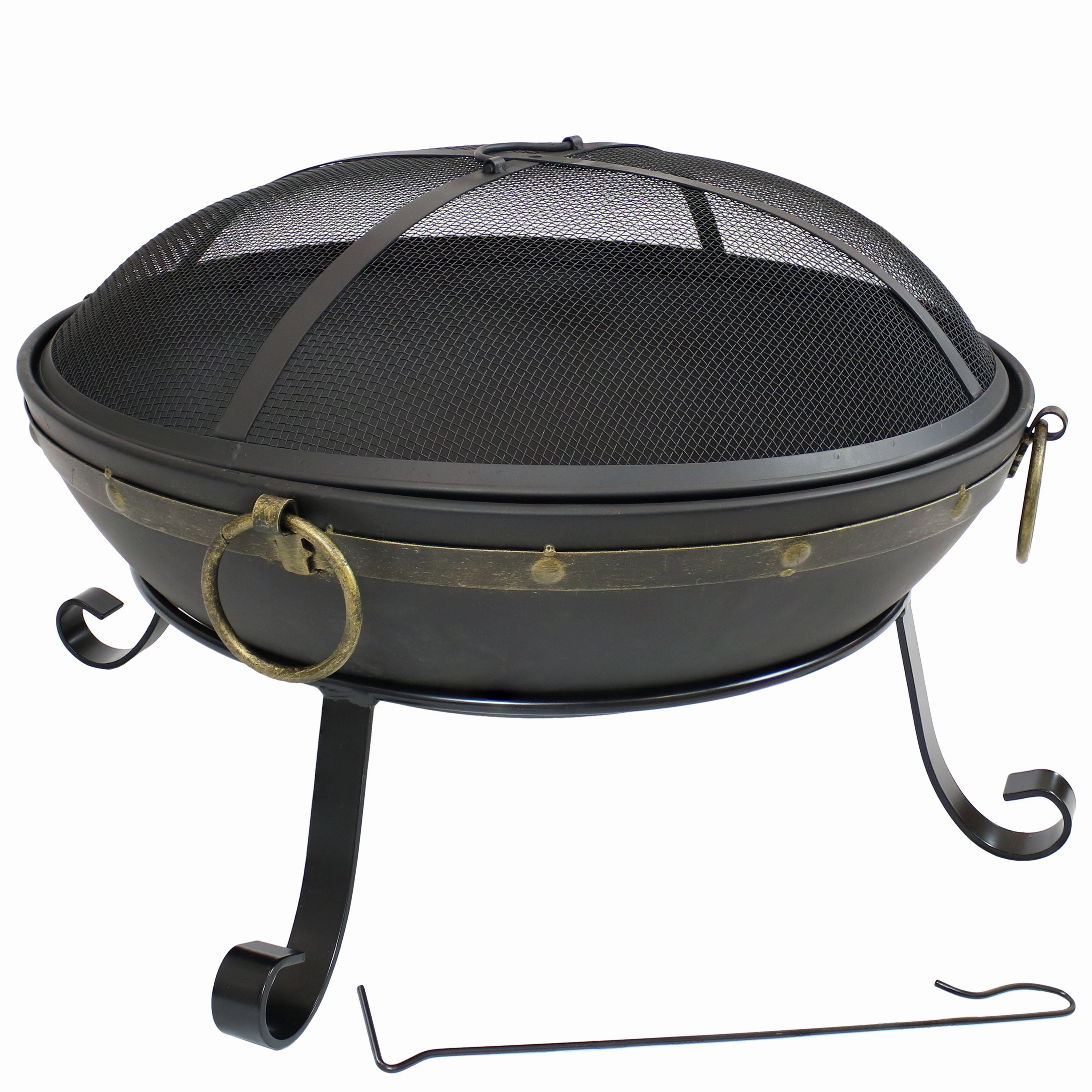 Sunnydaze Victorian Steel Fire Bowl and Spark Screen - 25"