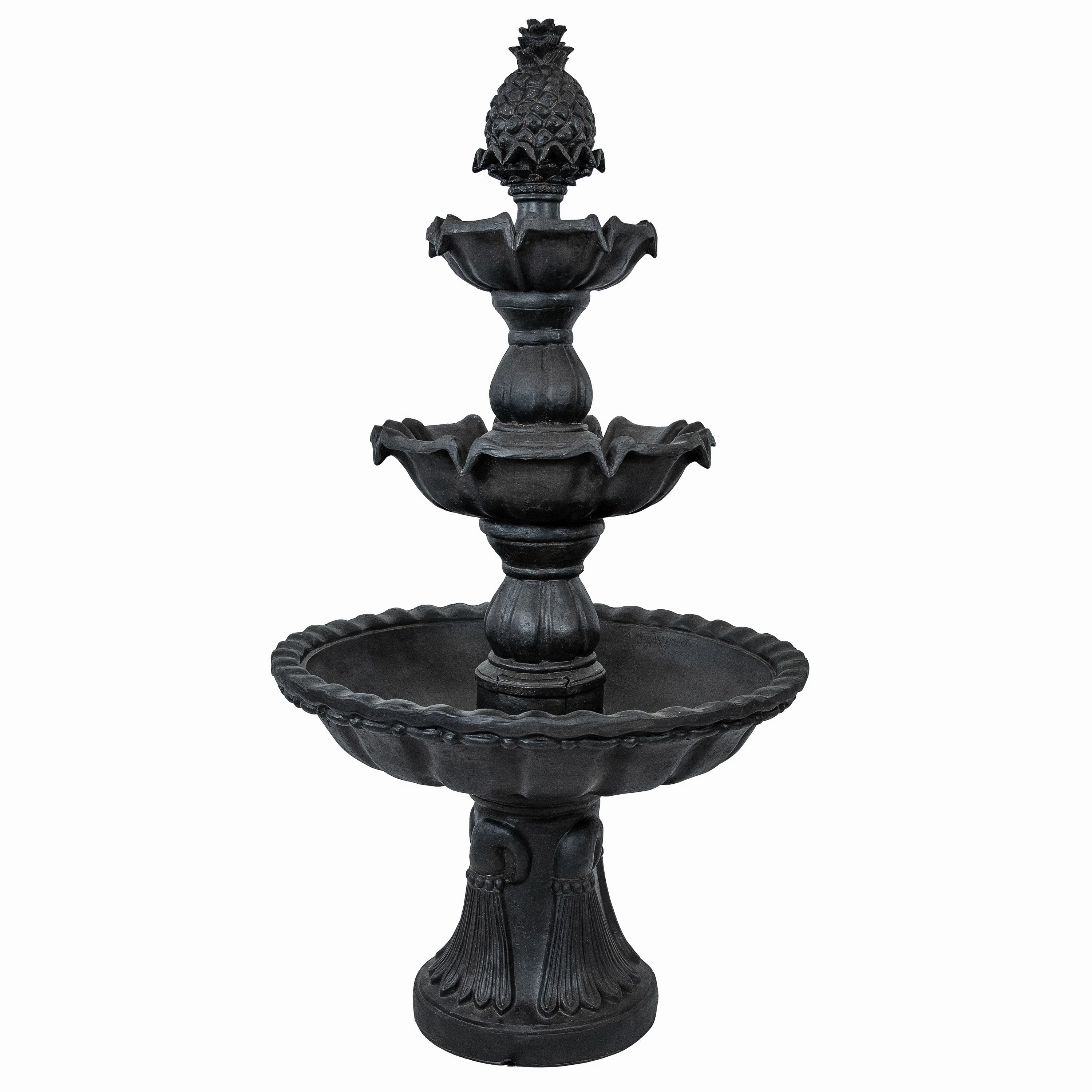 Sunnydaze Welcome 3-Tier Outdoor Water Fountain for Garden - 57"outdoor garden water fountain