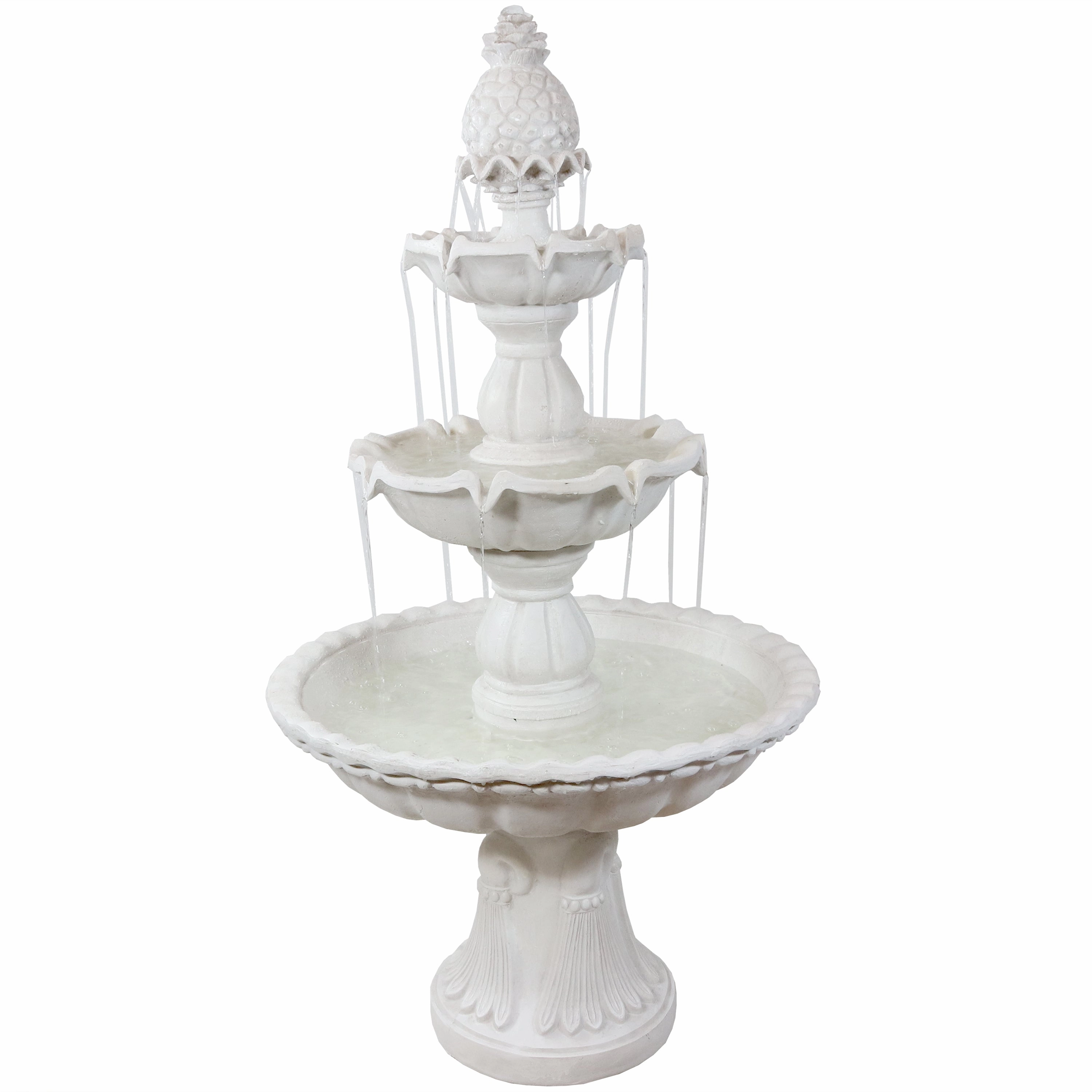 Sunnydaze Welcome 3-Tier Outdoor Water Fountain for Garden - 57"