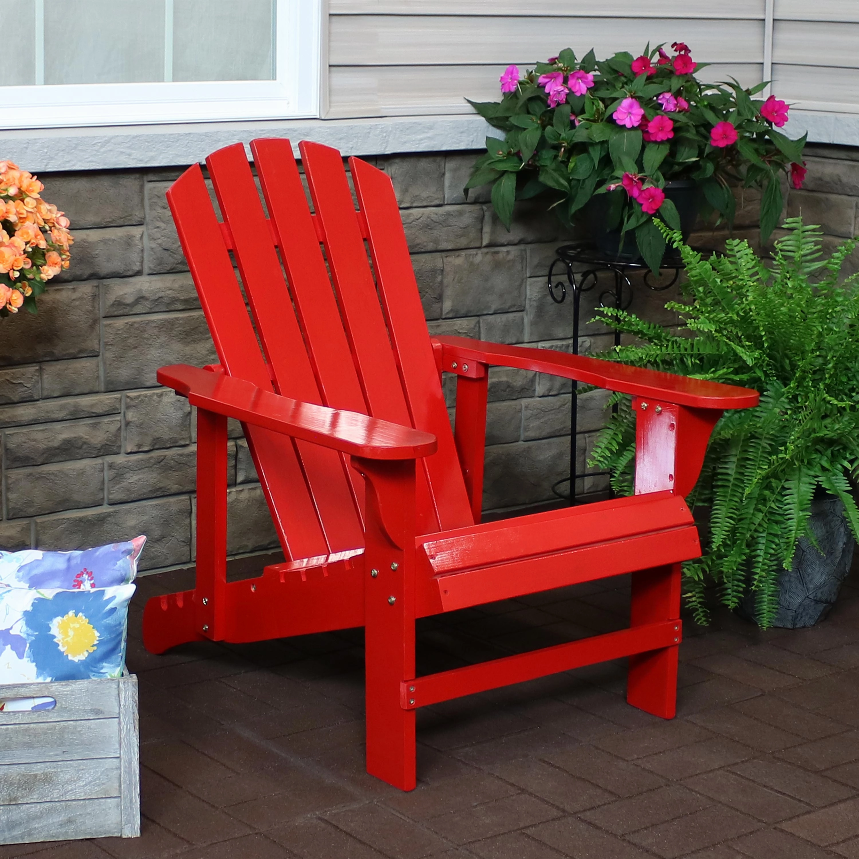 Sunnydaze Wooden Outdoor Adirondack Chair with Adjustable Backrest