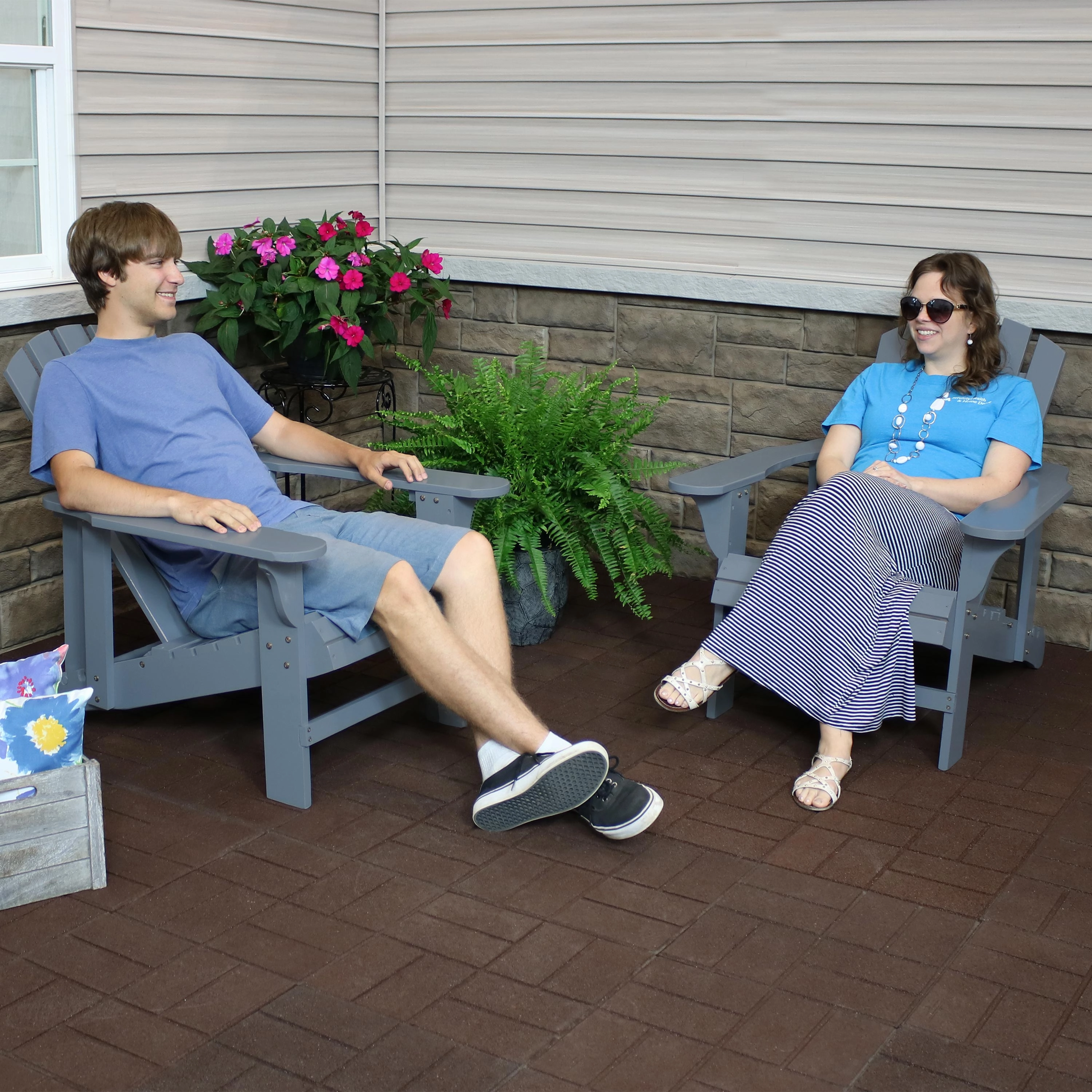 Sunnydaze Wooden Outdoor Adirondack Chair with Adjustable Backrest