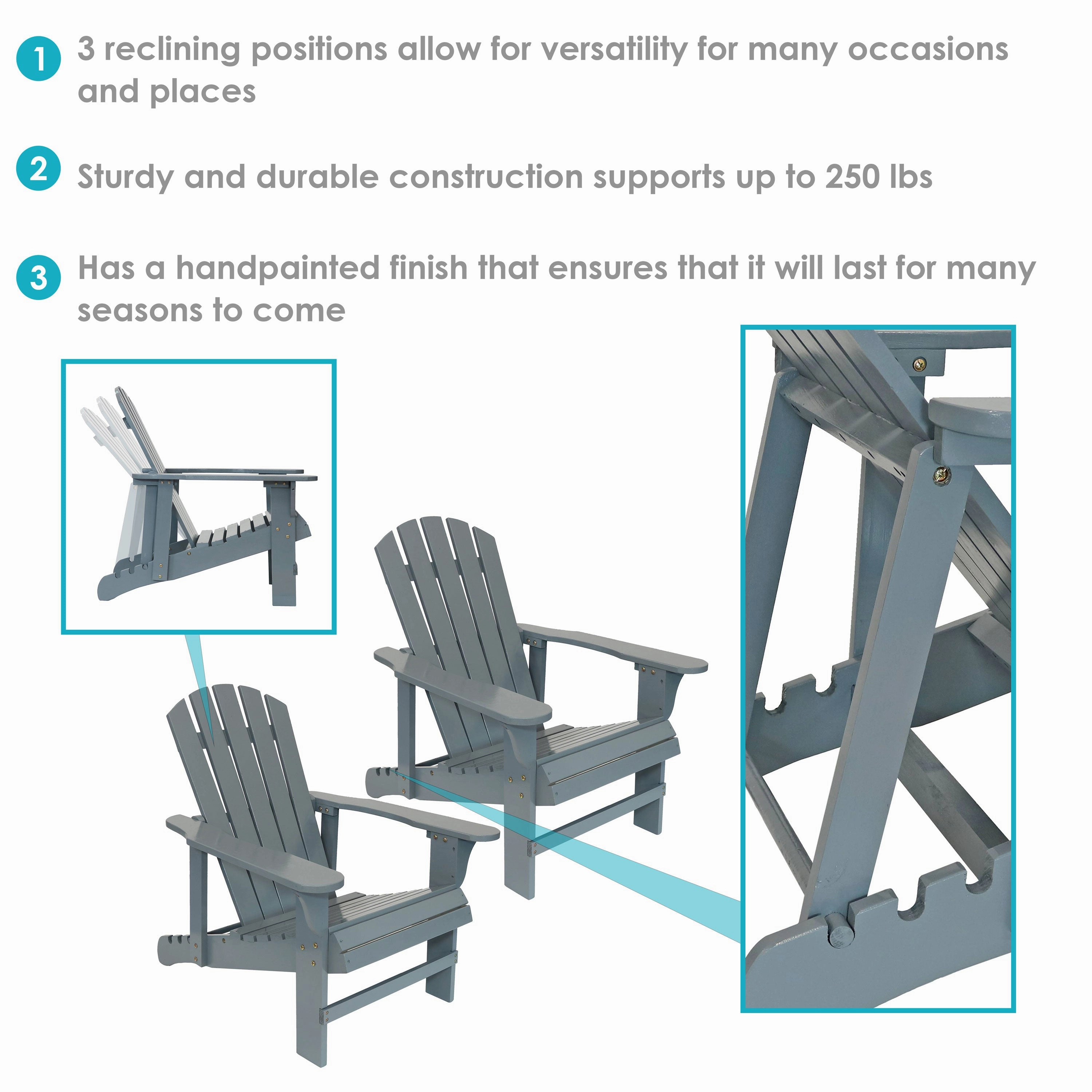 Sunnydaze Wooden Outdoor Adirondack Chair with Adjustable Backrest