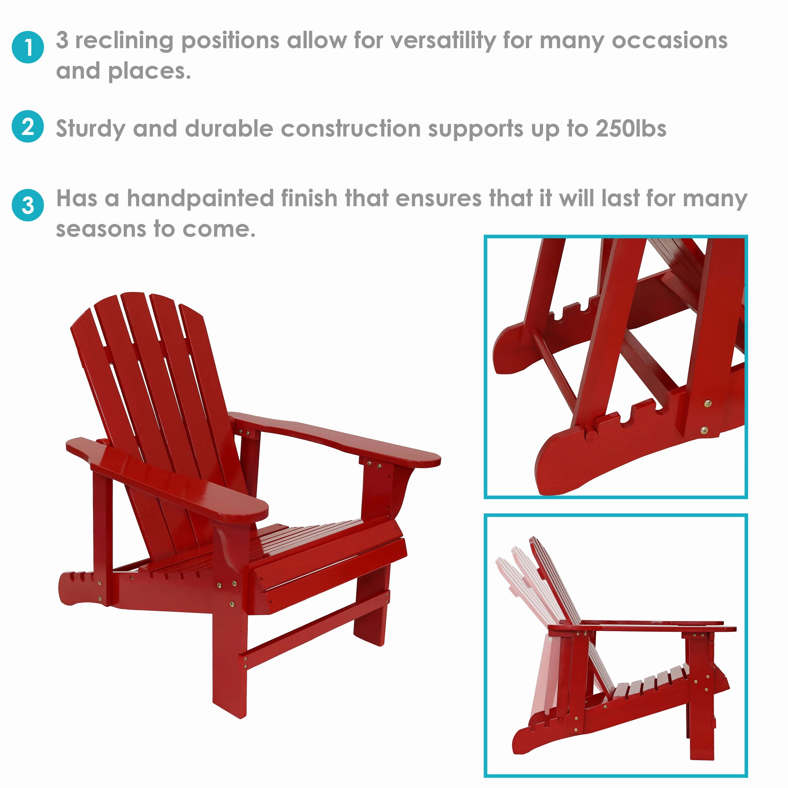Sunnydaze Wooden Outdoor Adirondack Chair with Adjustable Backrest